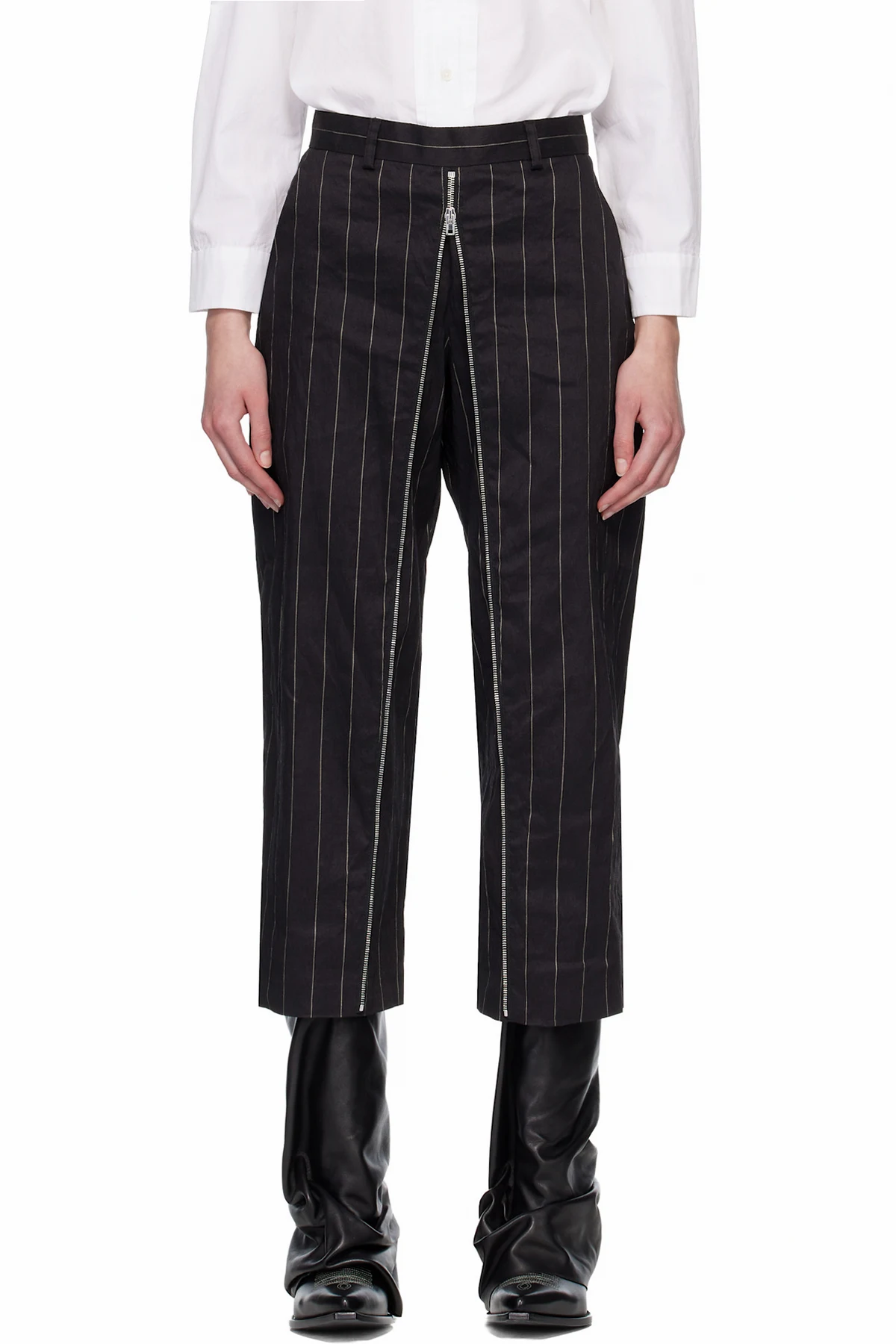 Black Front Zip Trousers