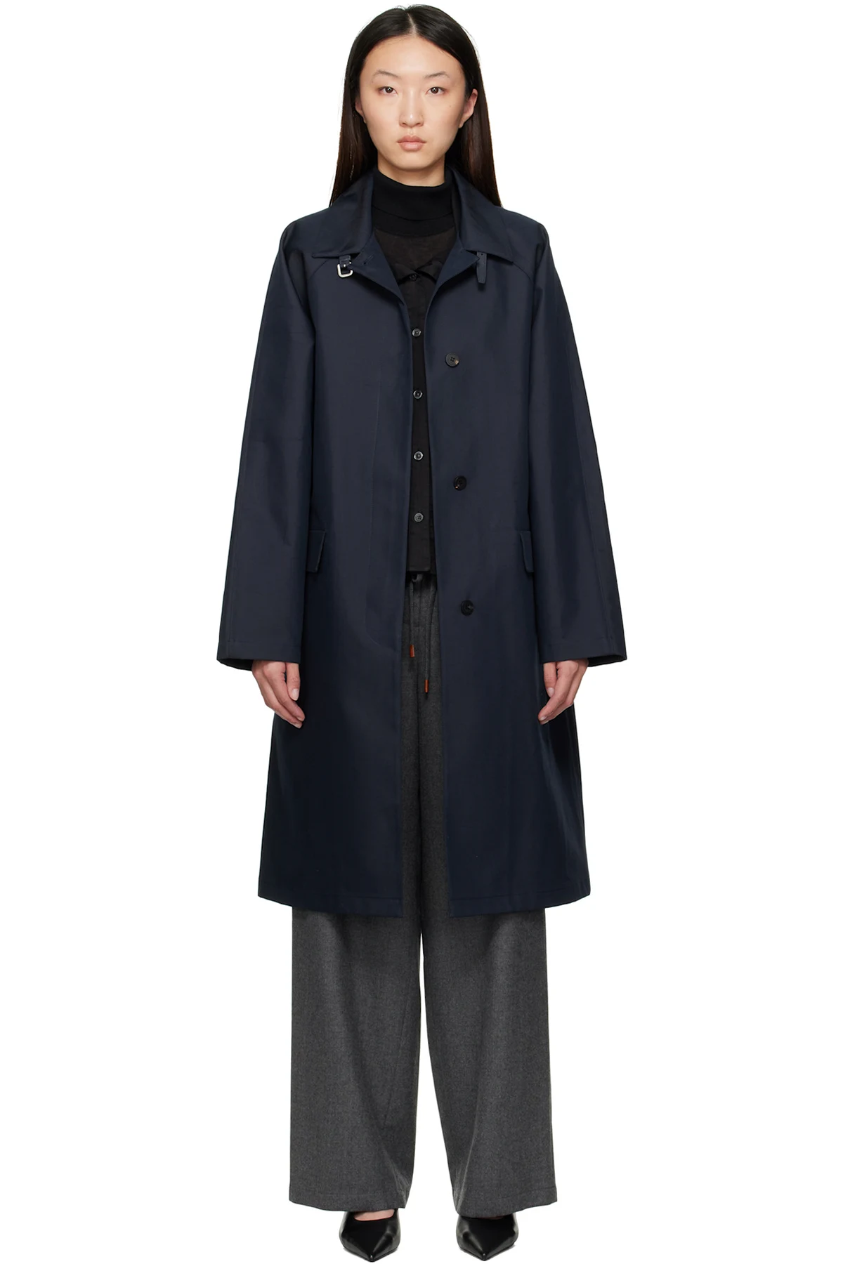 Navy Mac Trench Coat