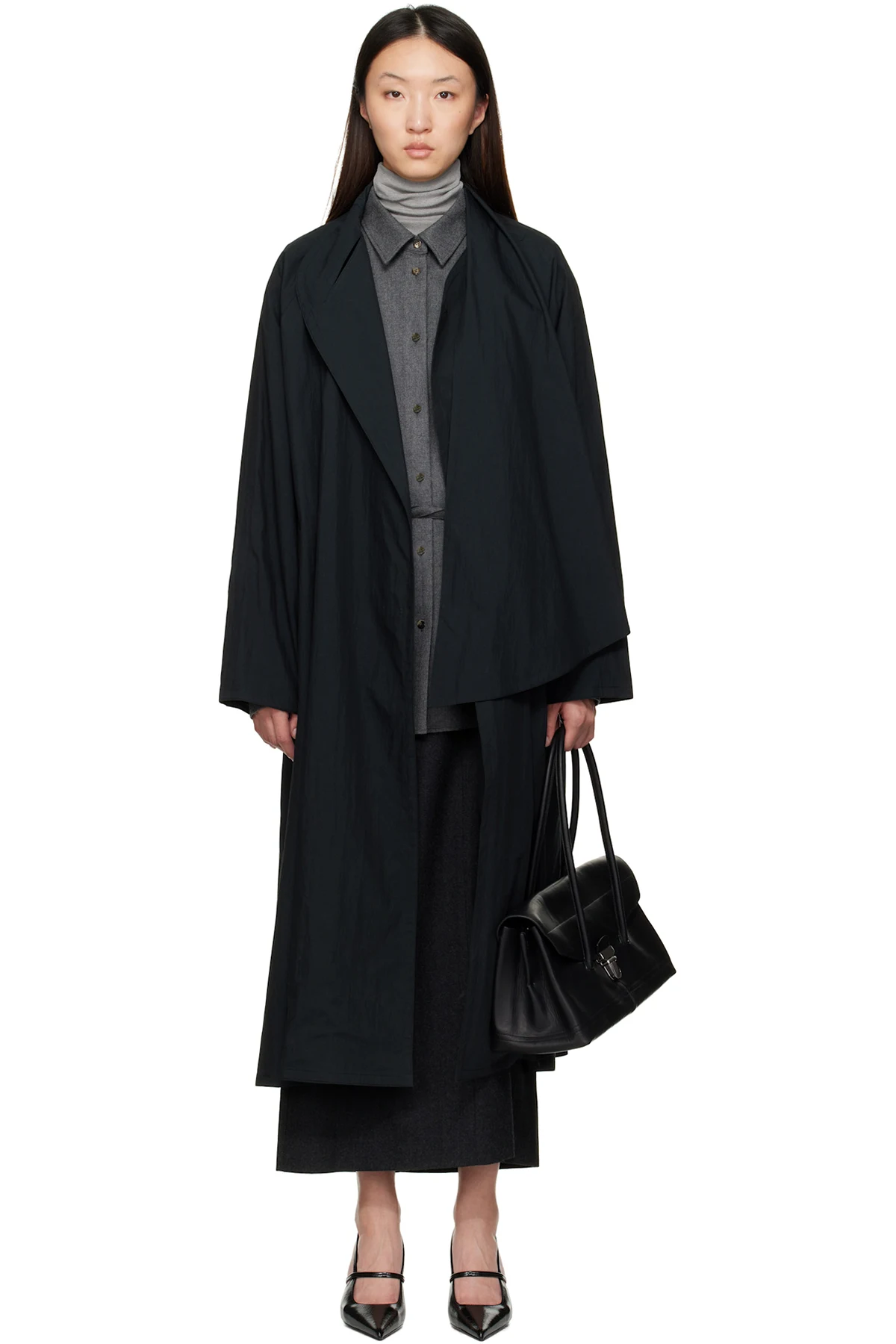 Navy Scarf Trench Coat