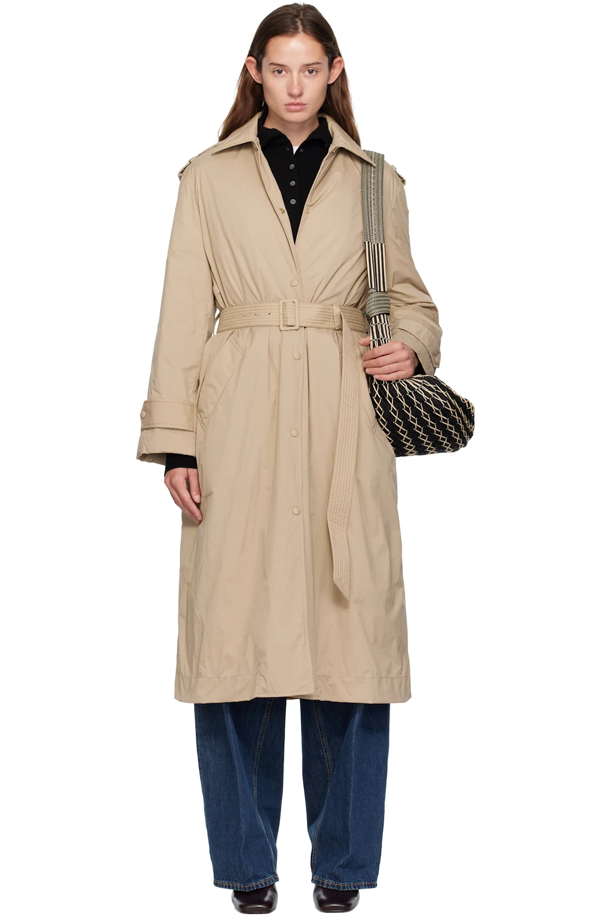 Beige Yevre Down Trench Coat