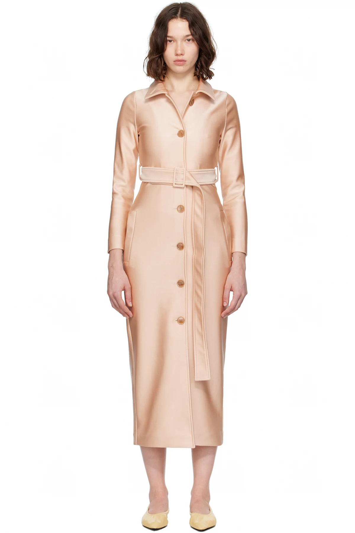 Beige Fitted Trench Coat