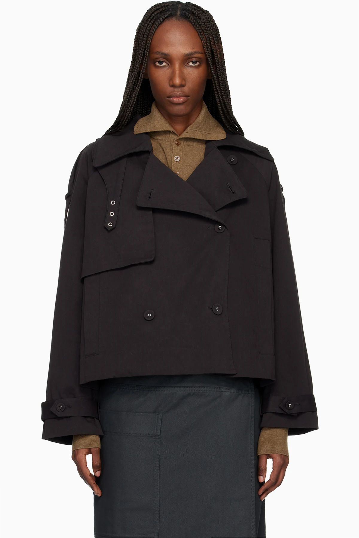 Black Proenza Schouler White Label Yasmin Cropped Trench Coat