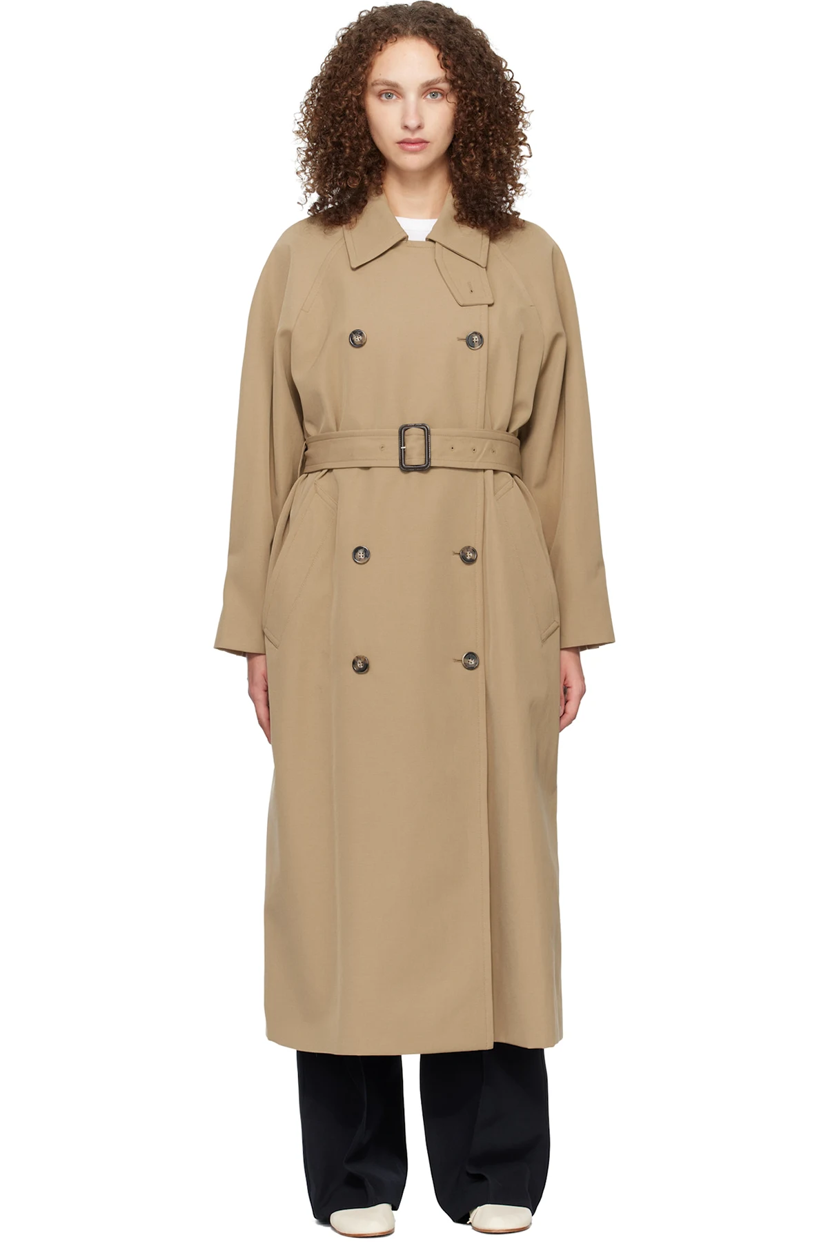 Beige Belted Trench Coat