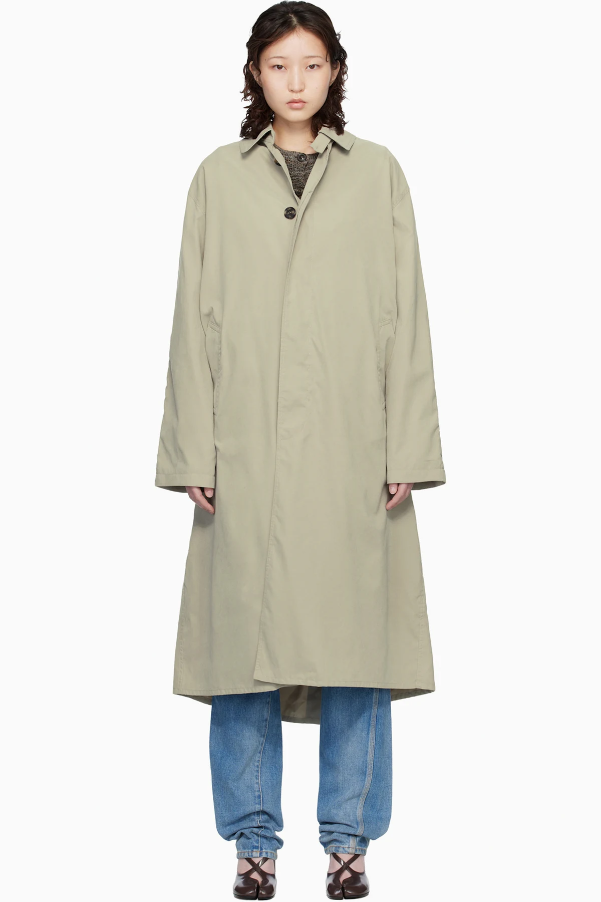 Khaki Peached Trench Coat