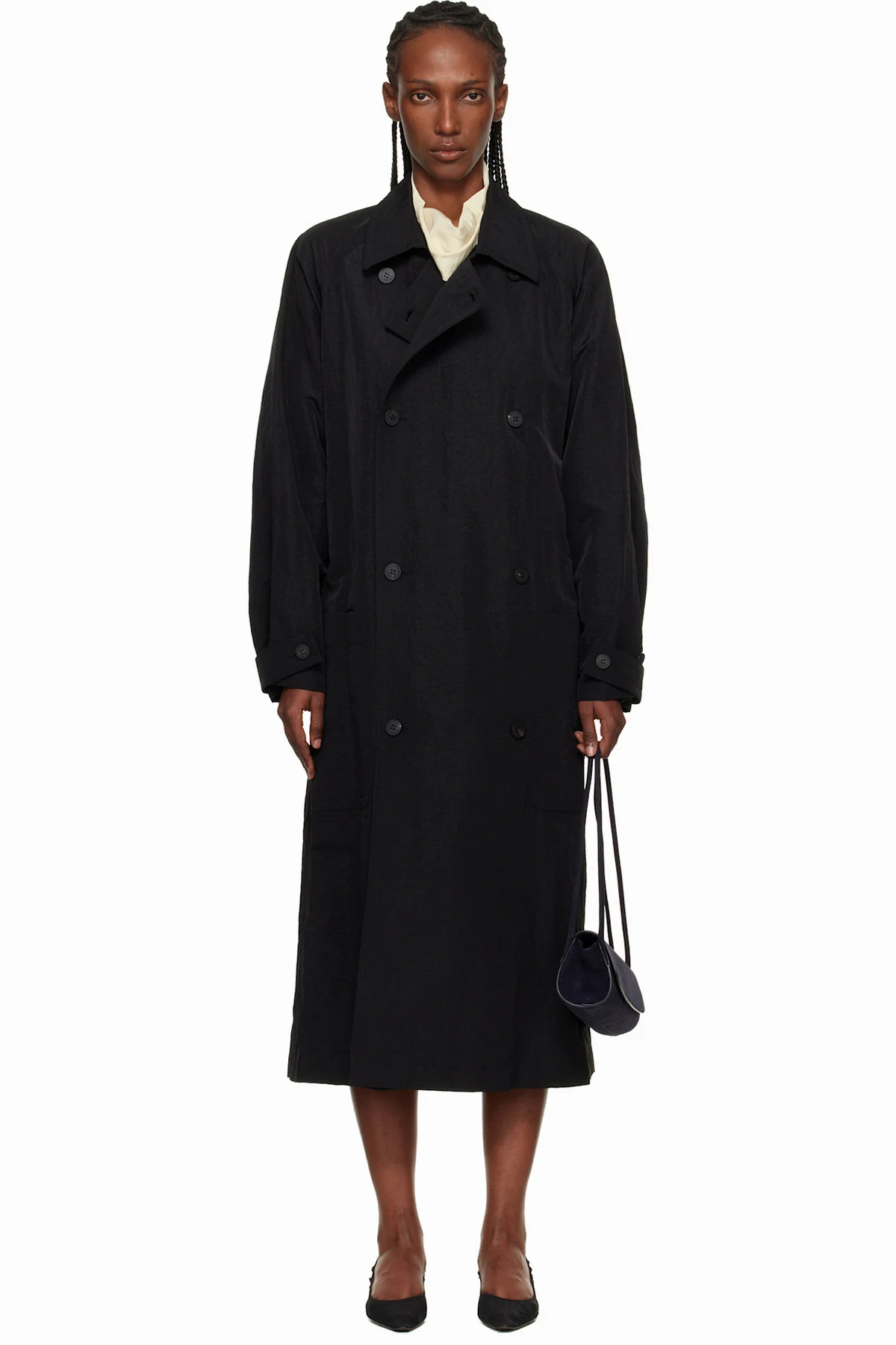 Black Crisp Raglan Trench Coat