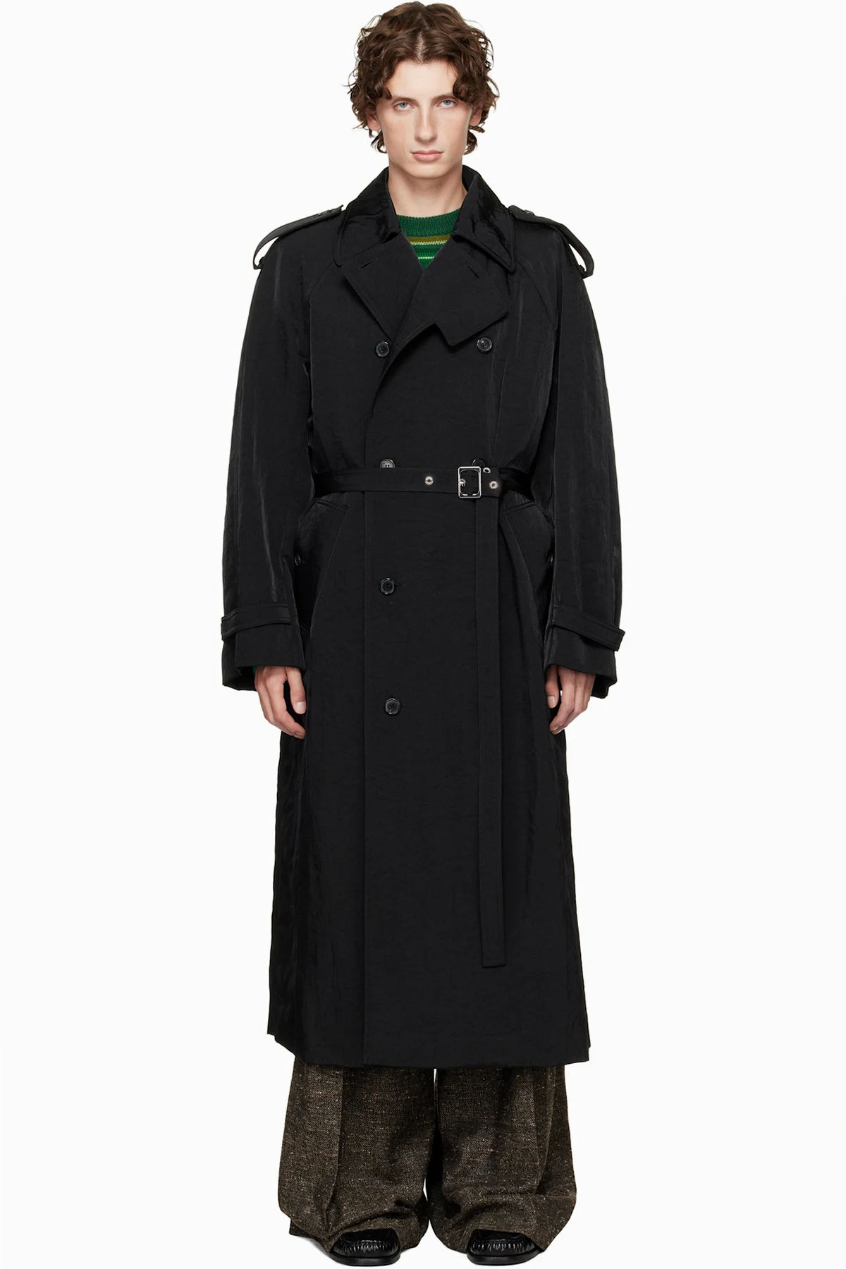 Black Double-Breasted Trench Coat