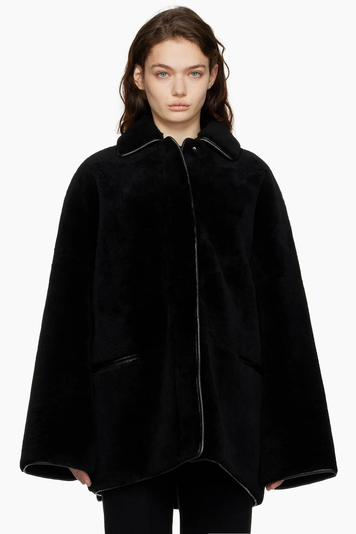 Black Teddy Overshirt Shearling Jacket