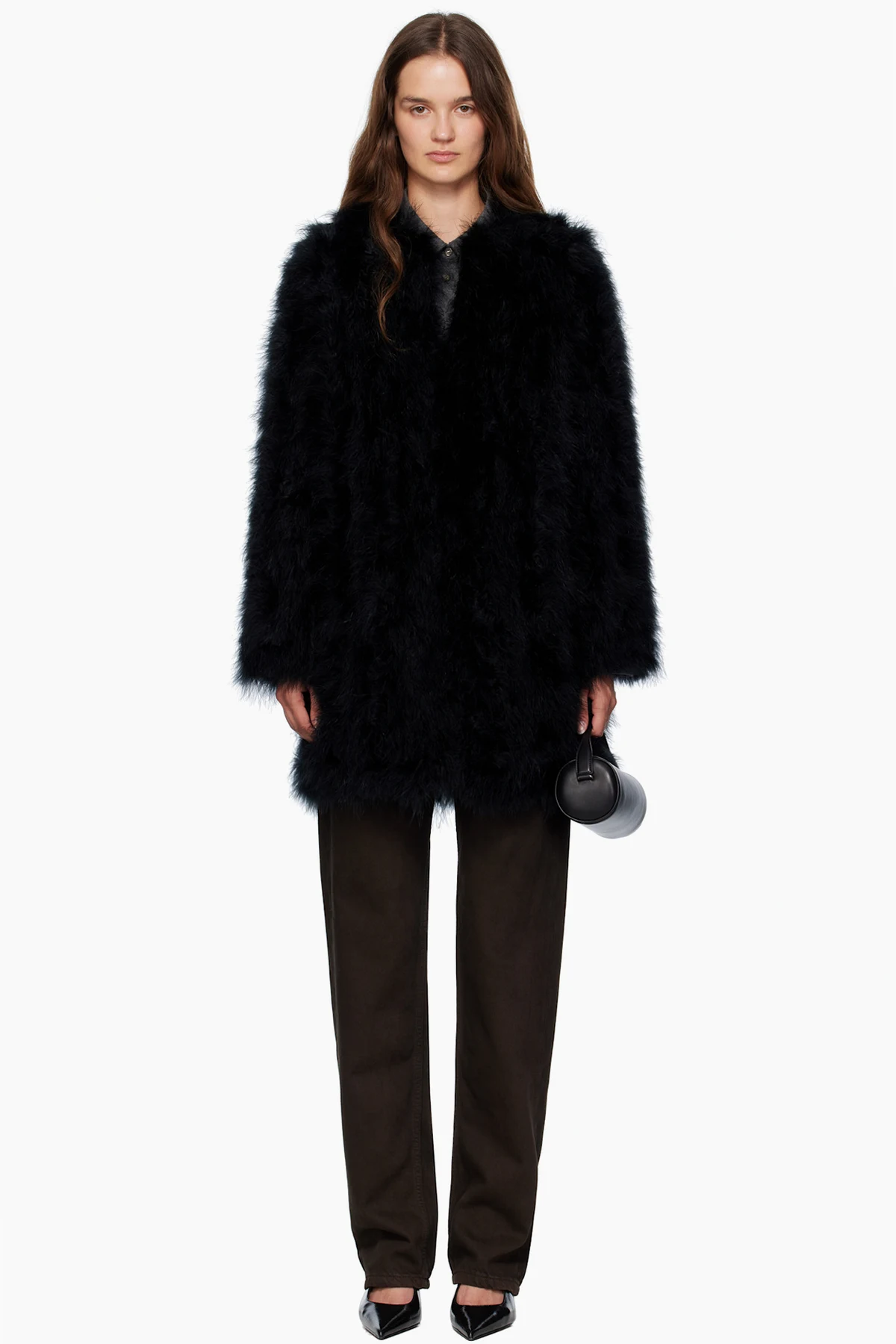 Black Long Feather Coat