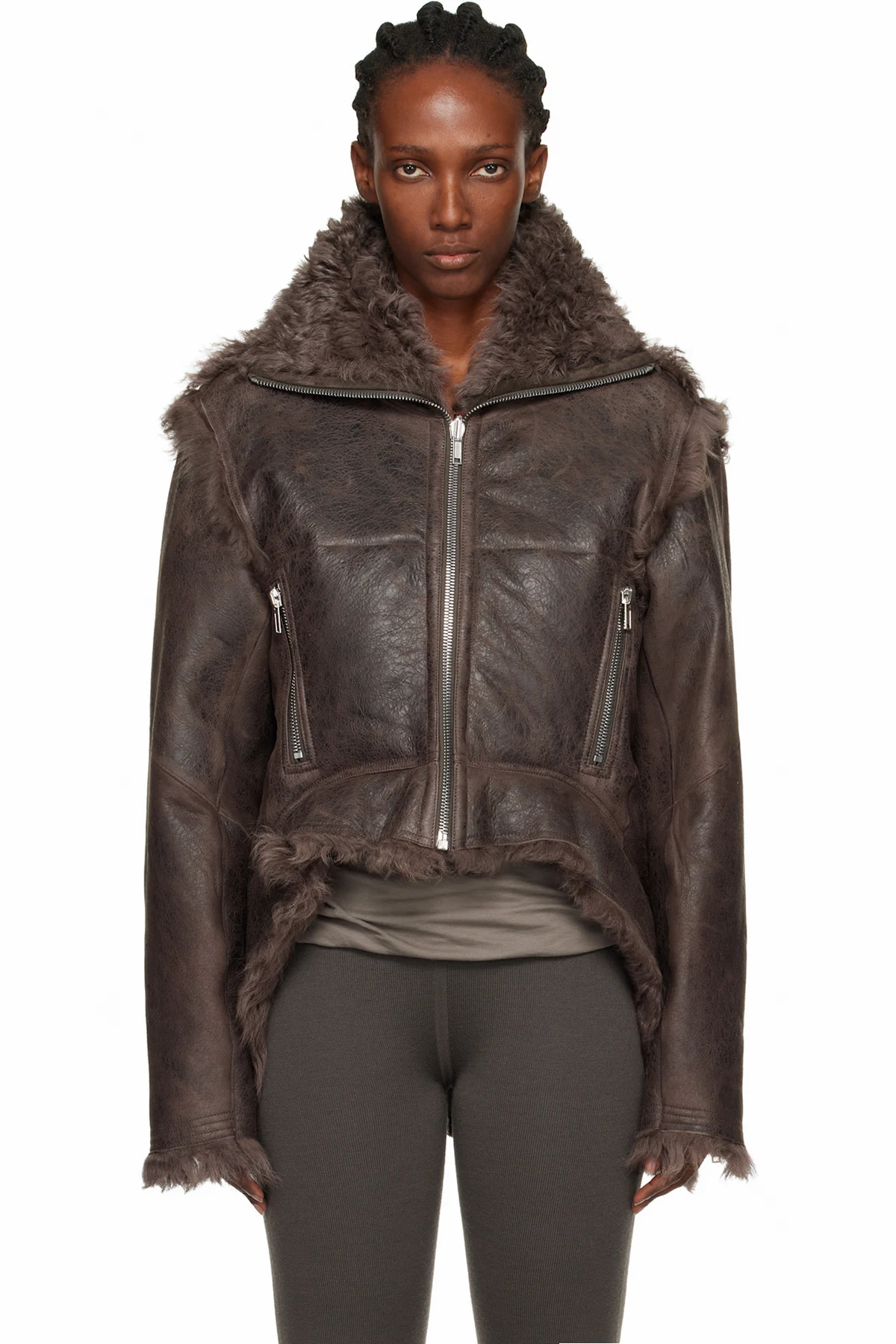 Gray Concordians Exploder Reversible Shearling Jacket