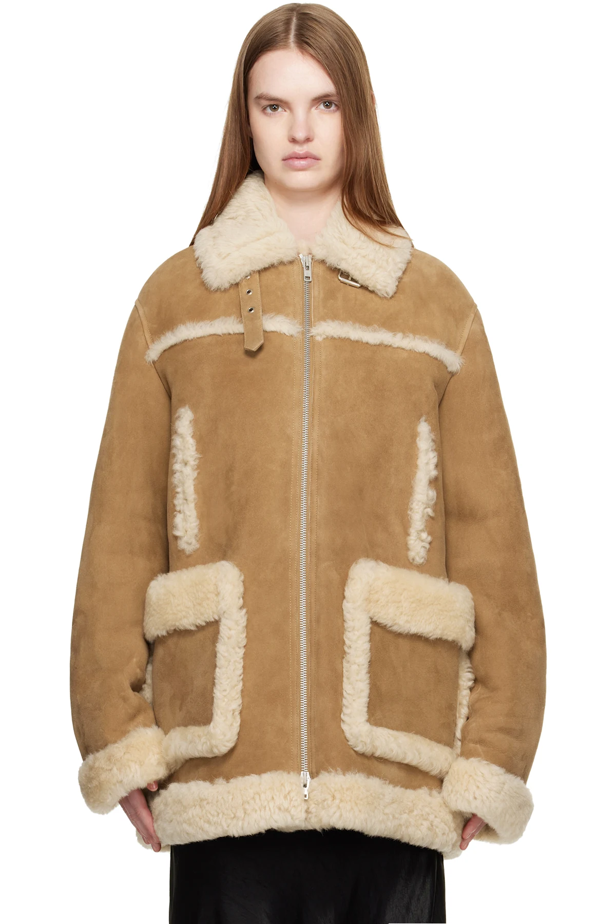 Tan Caban Shearling Coat