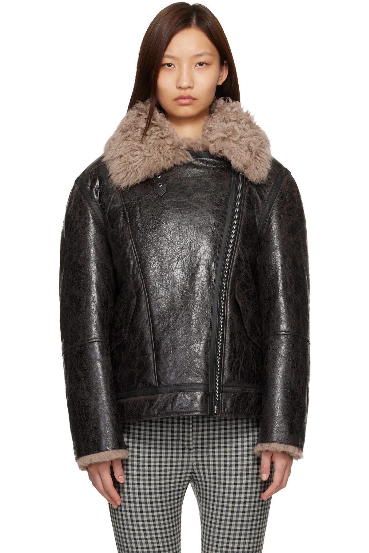Brown Leather Shearling Jacket