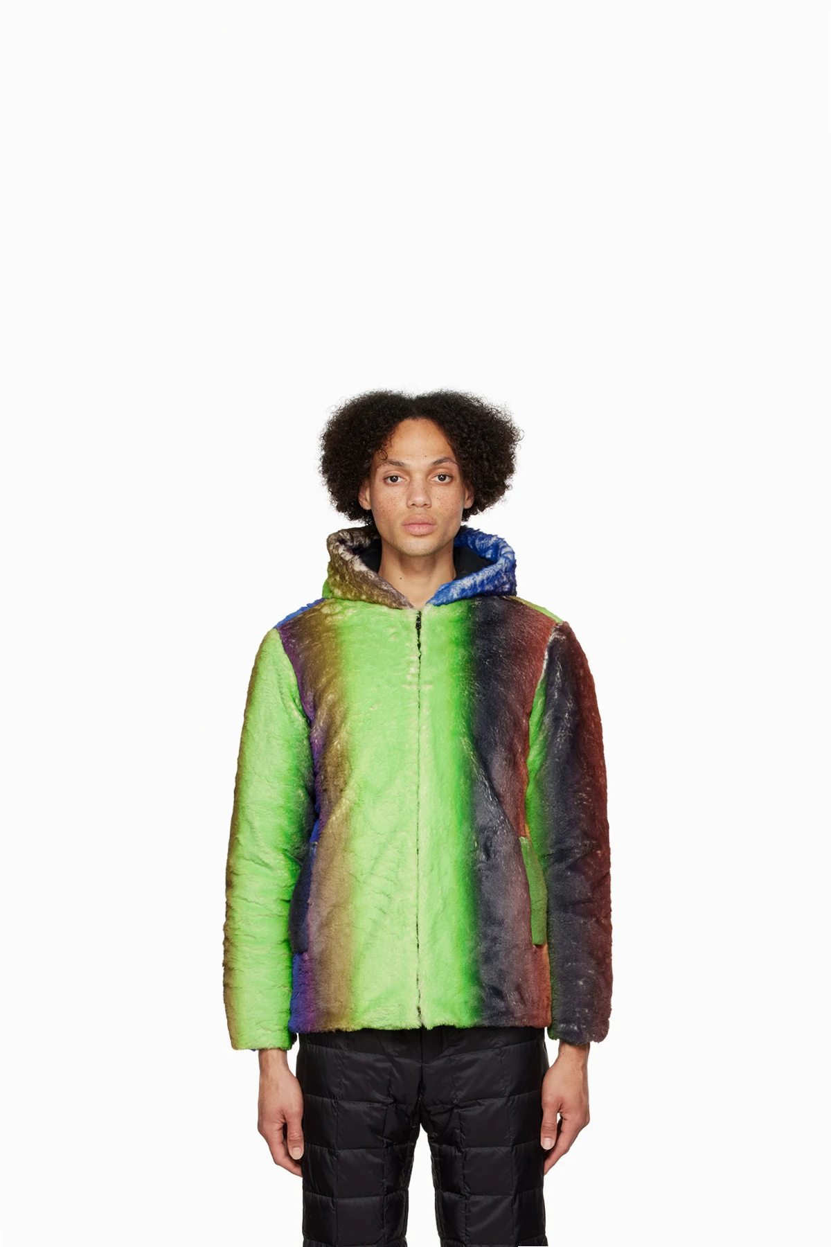 Multicolor Gradient Faux-Fur Jacket