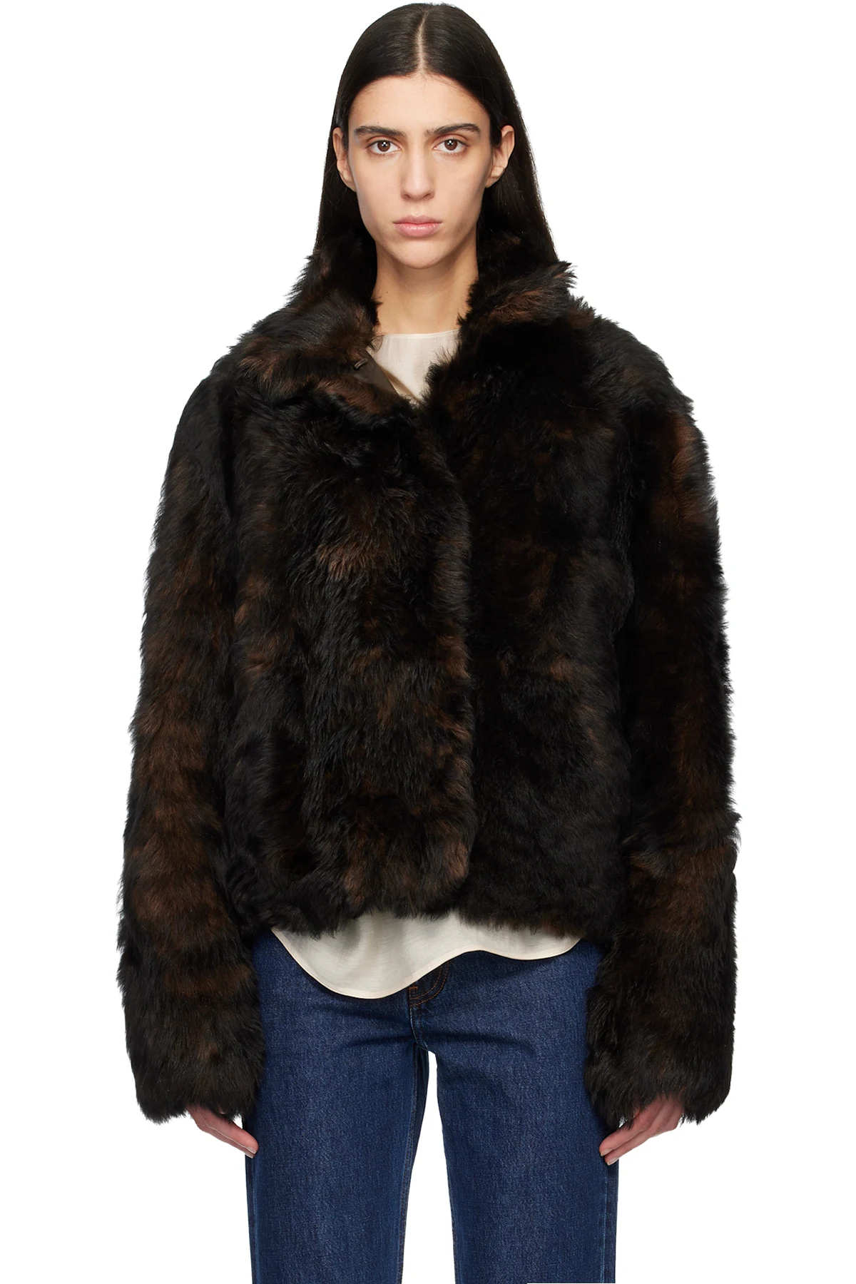 Brown Silky Shearling Jacket