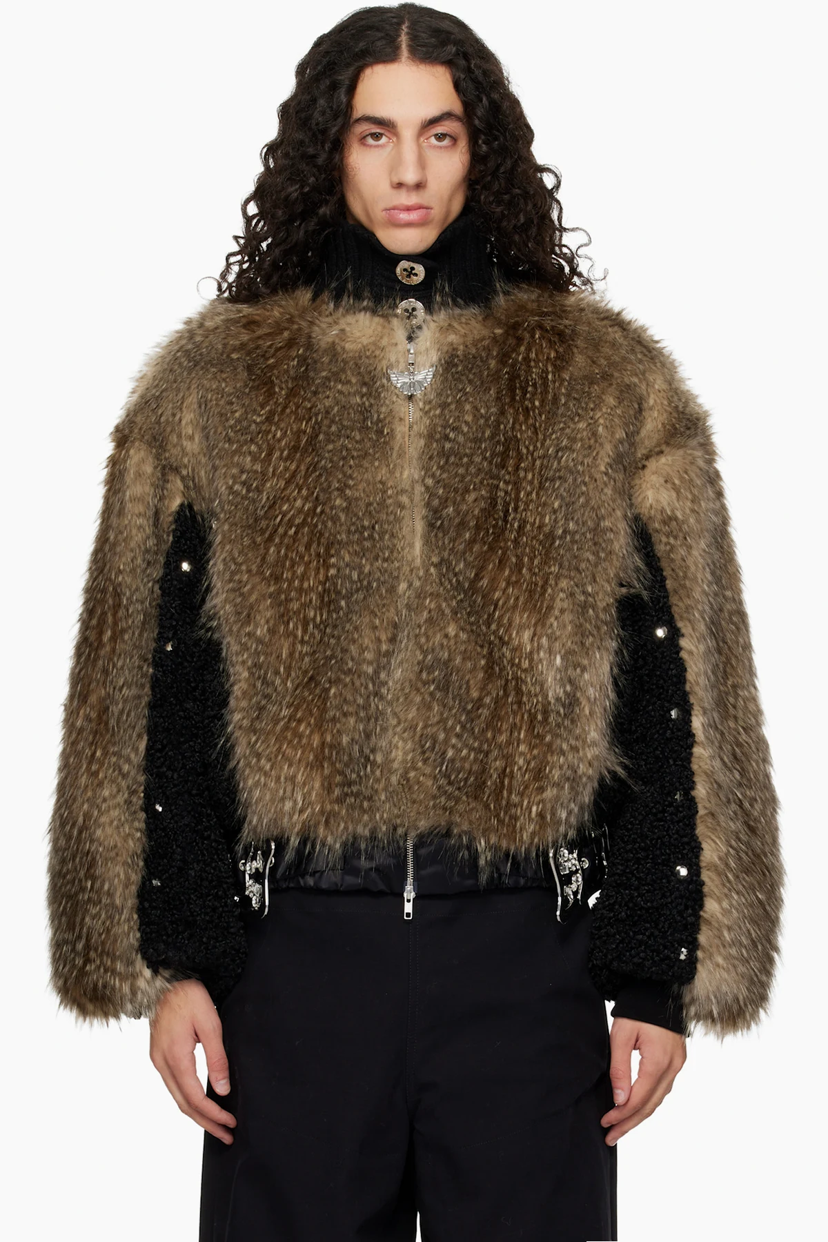 Brown French Kiss Faux-Fur Bomber Jacket