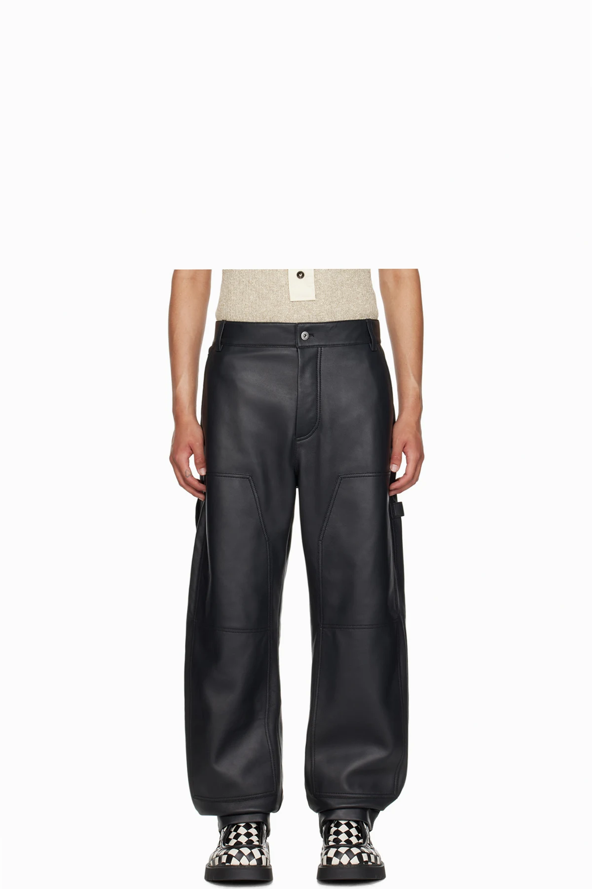 Black Cargo Leather Pants