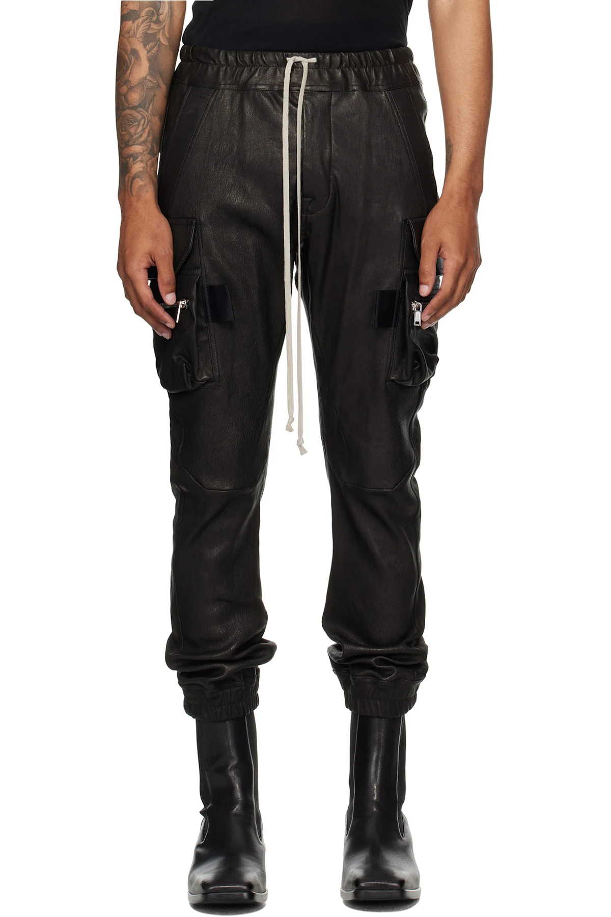 Black Concordians Mastodon Leather Cargo Pants