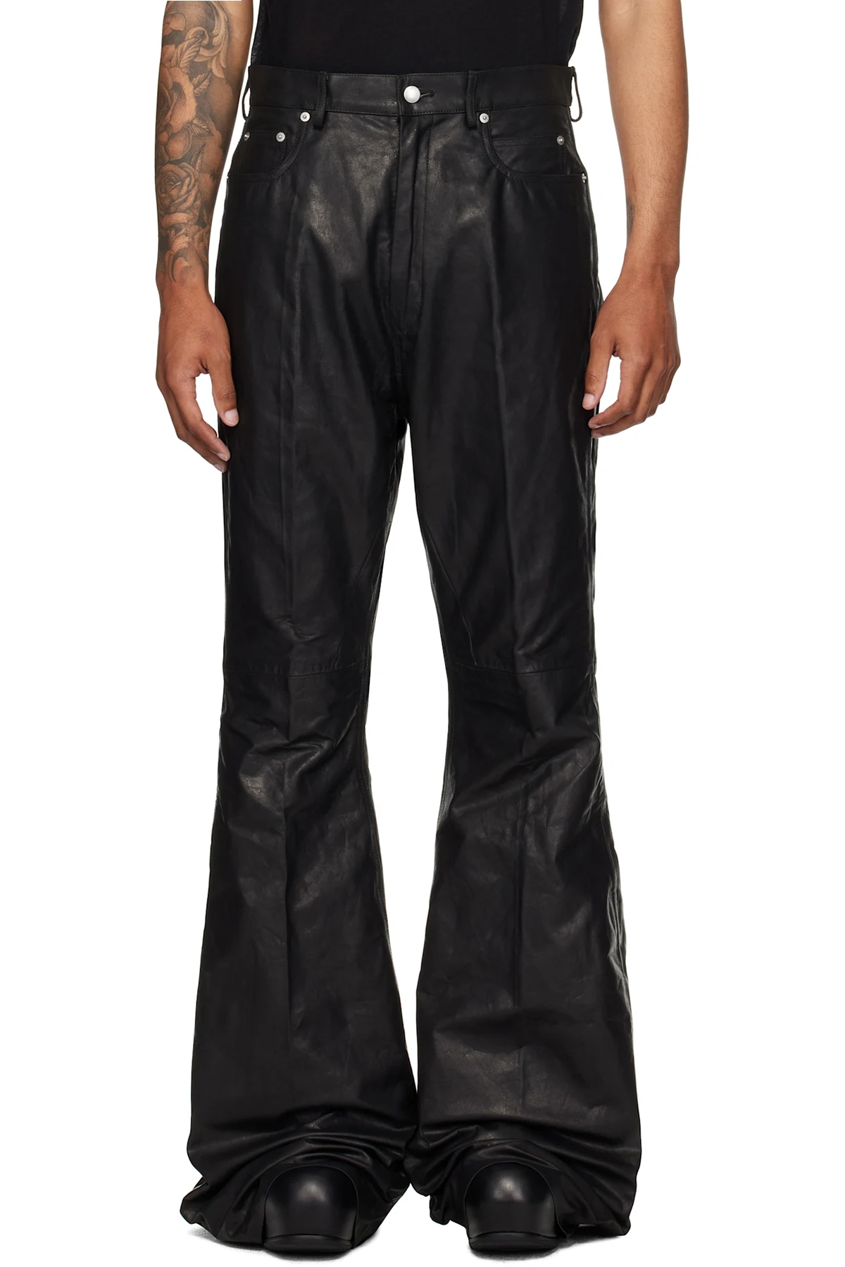 Black Concordians Bolan Bootcut Leather Pants