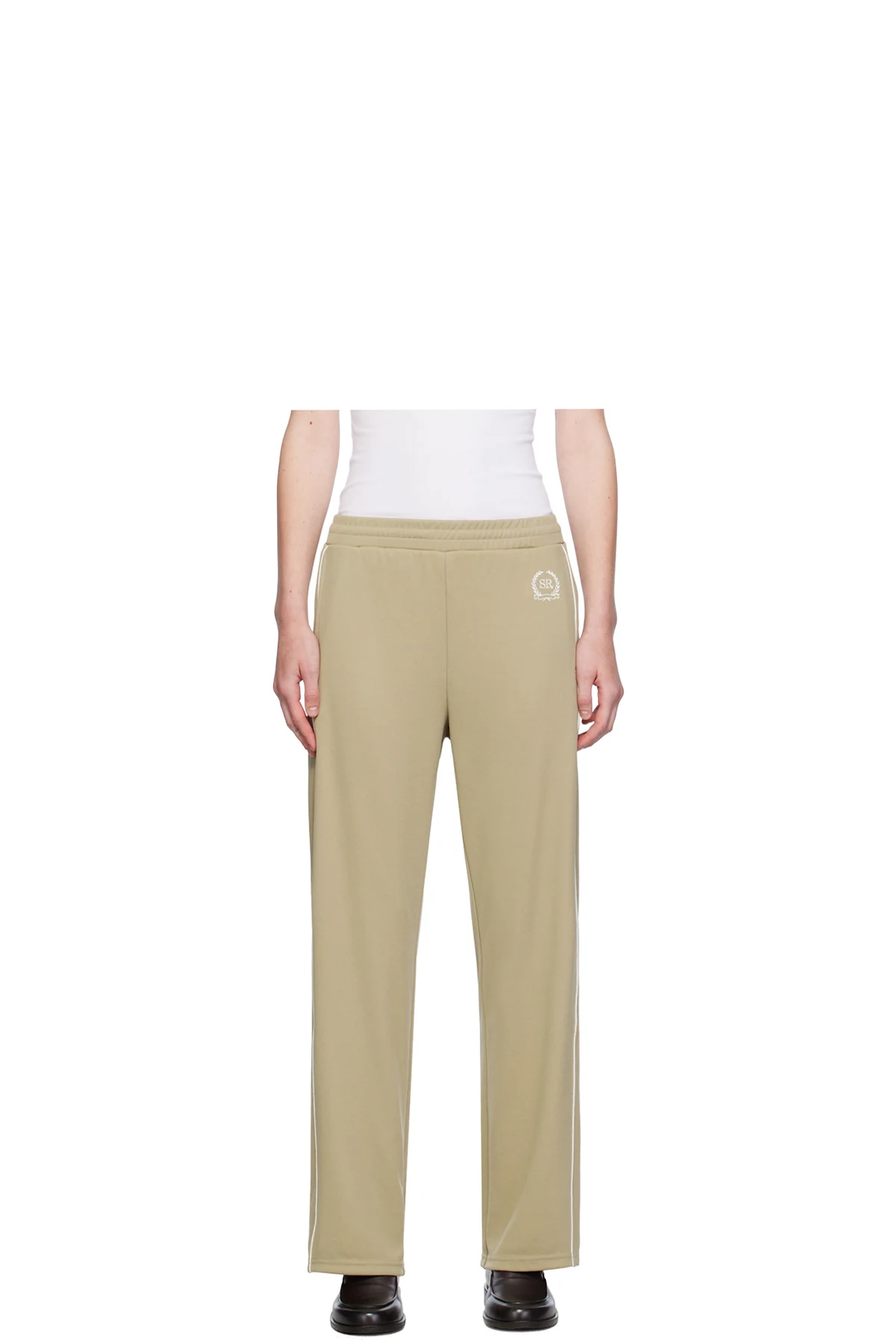 Beige Golf Embroidered Track Pants