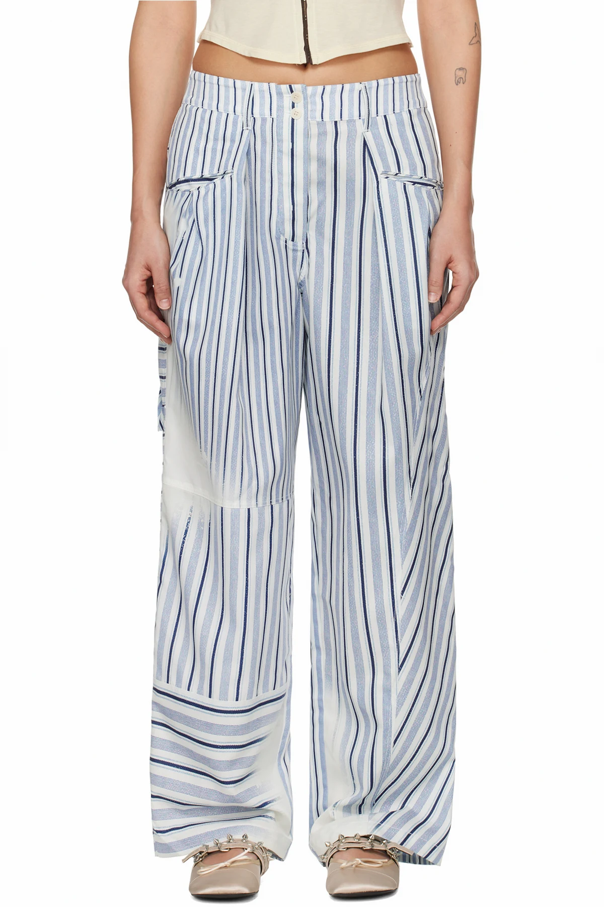 Blue Paneled Pajama Trousers