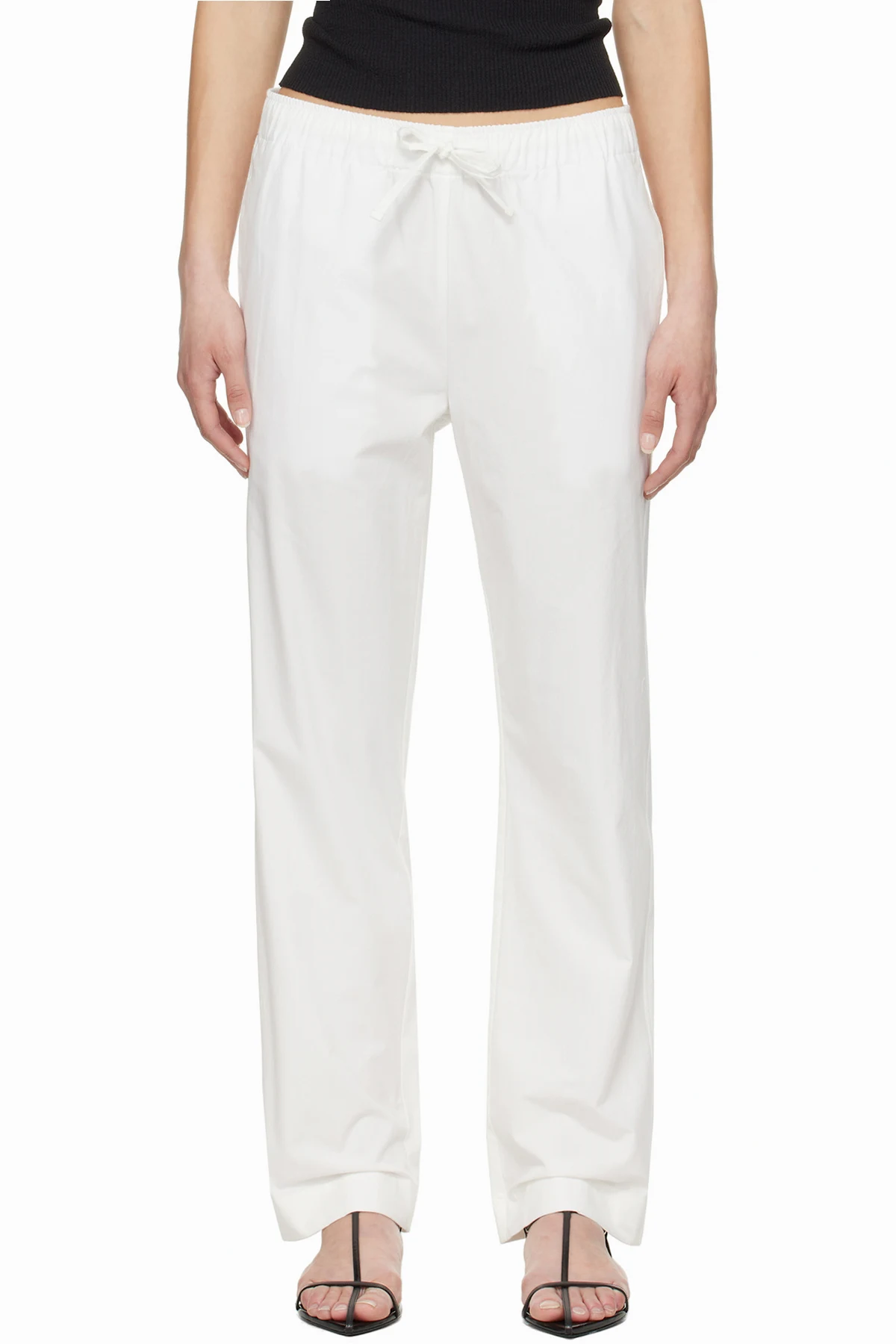White Cotton Drawstring Trousers