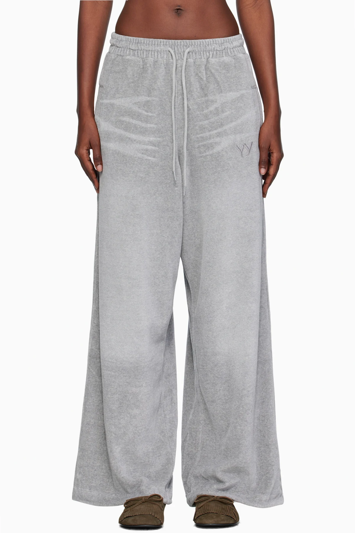Gray Velour Wide Lounge Pants