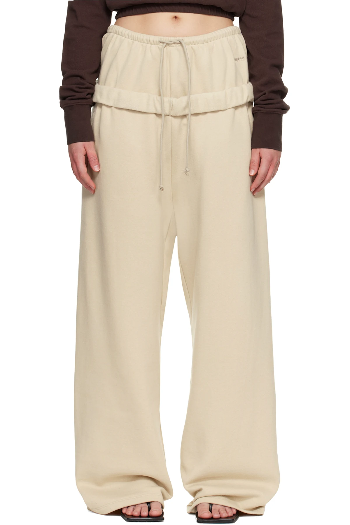 Beige Layered Roll-Up Lounge Pants