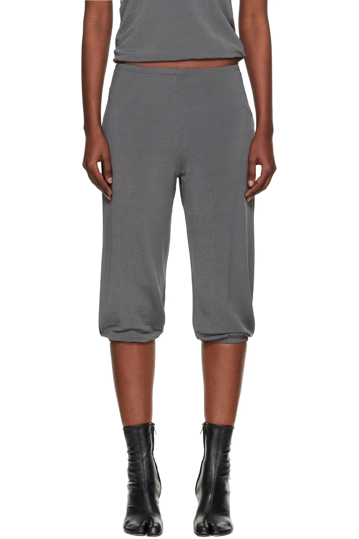 Gray Shiny Crêpe Jersey Dance Corsaire Lounge Pants
