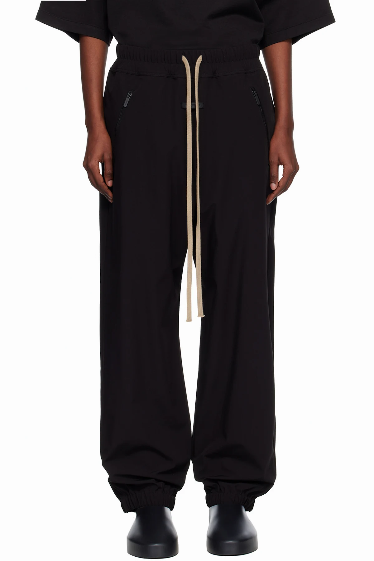 Black Nylon Track Pants