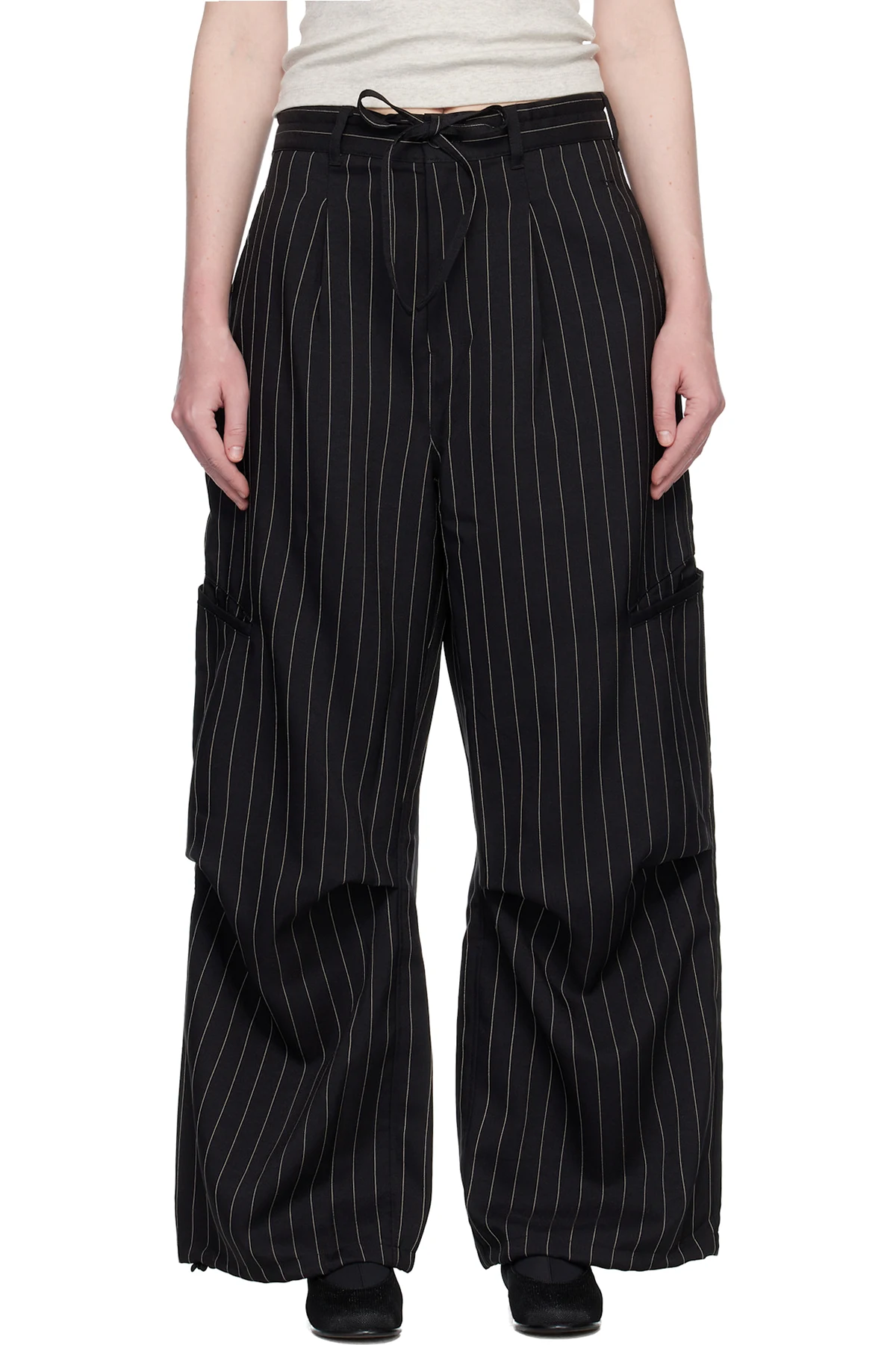 Black Pinstripe UT Straight Leg Trousers
