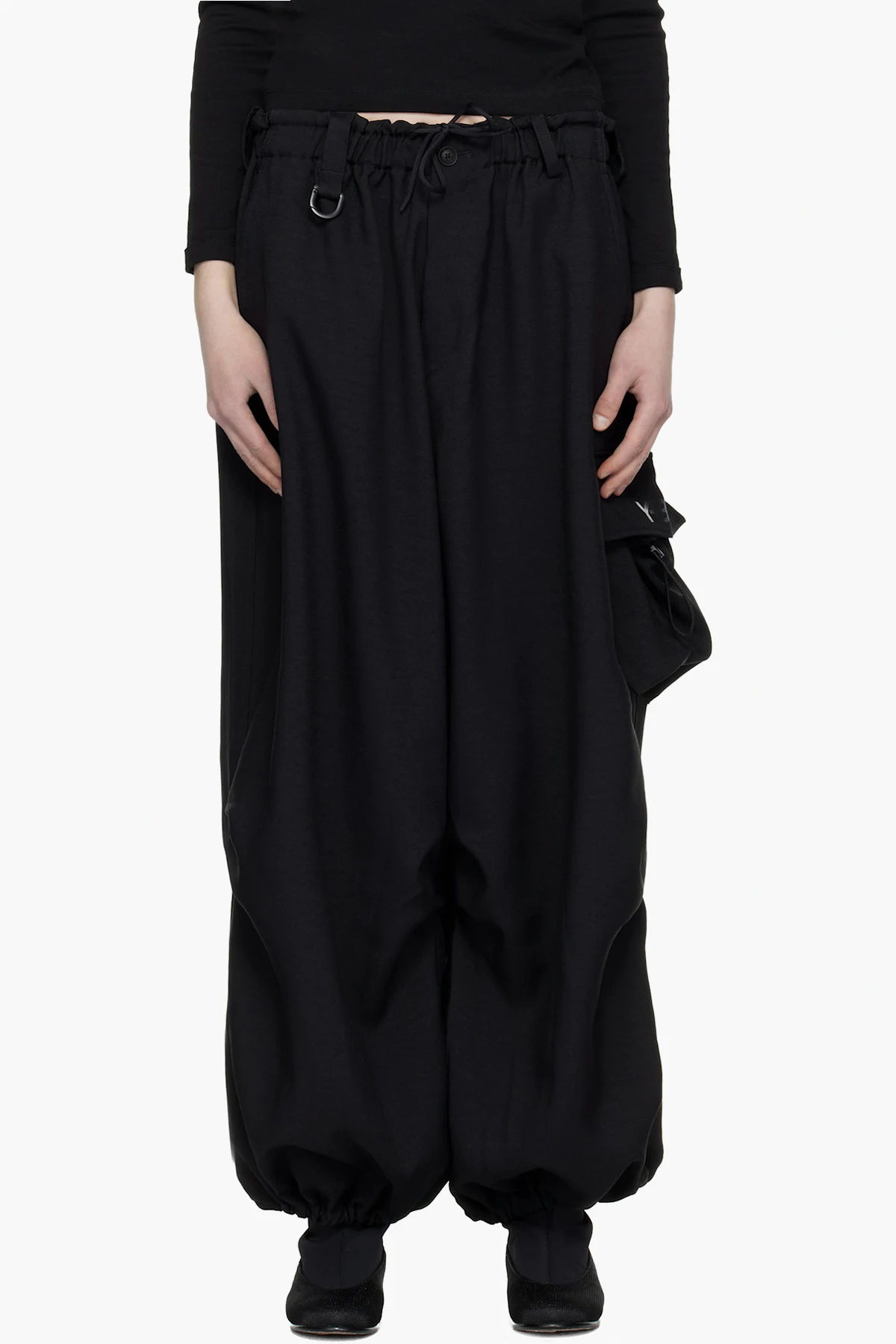 Black Sport Uniform Wide Cargo Pants