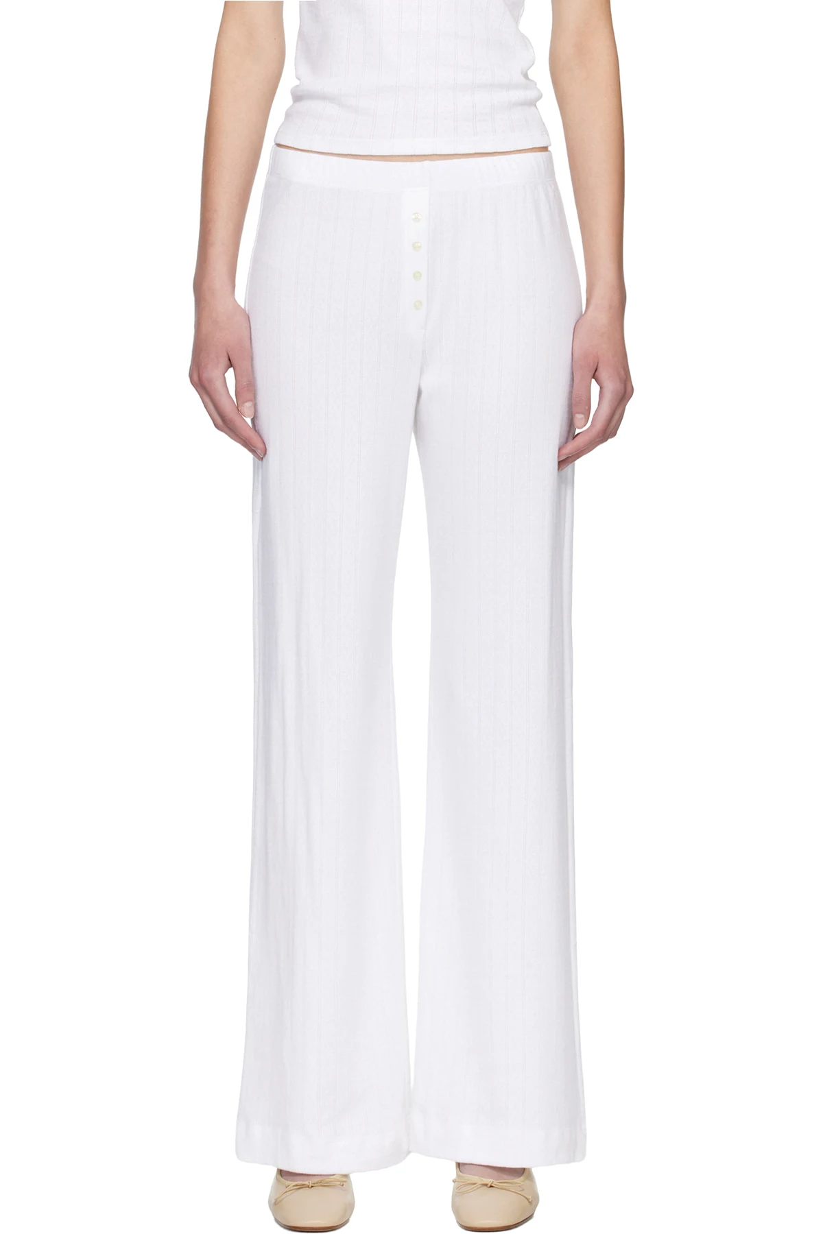 White Pointelle Boxer Lounge Pants