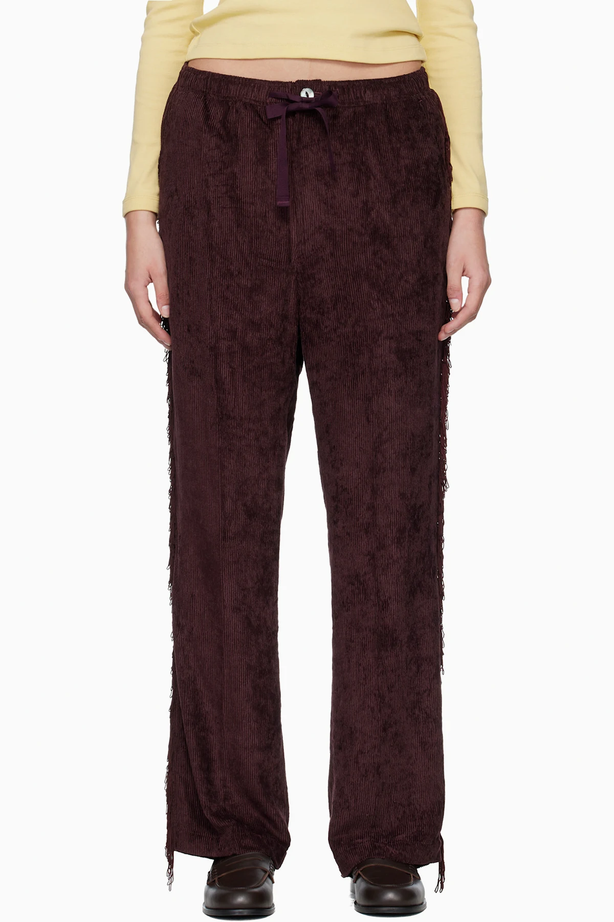 Burgundy Fringe String Lounge Pants