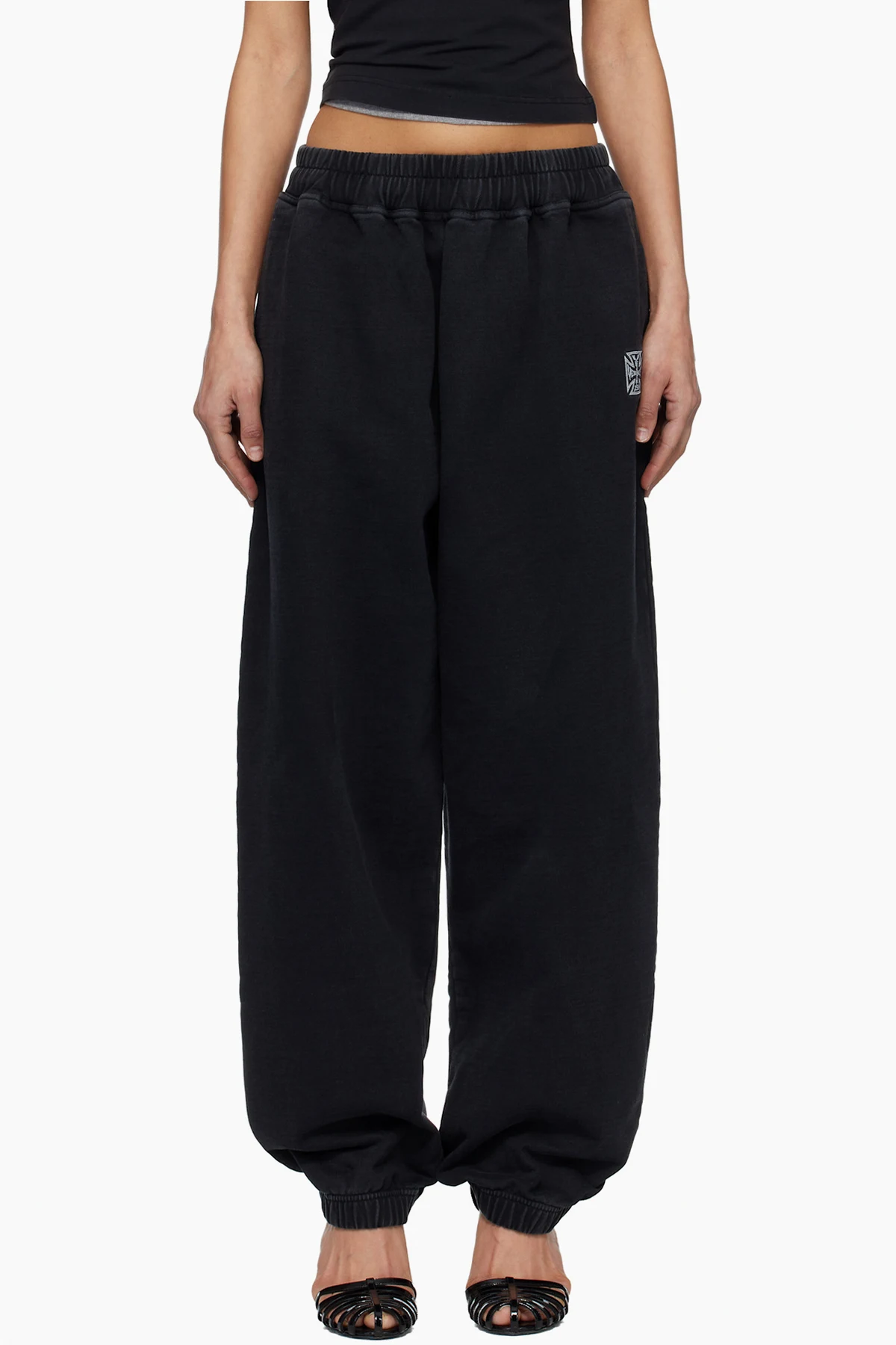 Black Biker Cross Logo Sweatpants