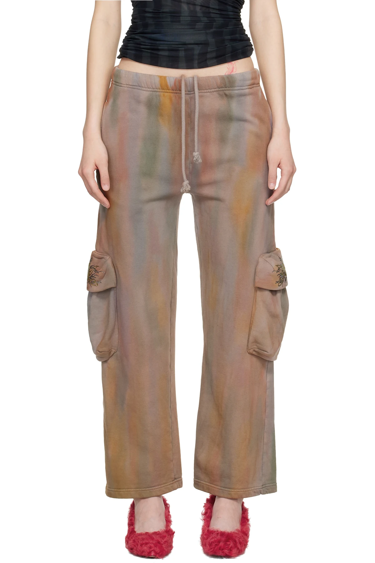 Gray Hand-Dyed Cargo Sweatpants