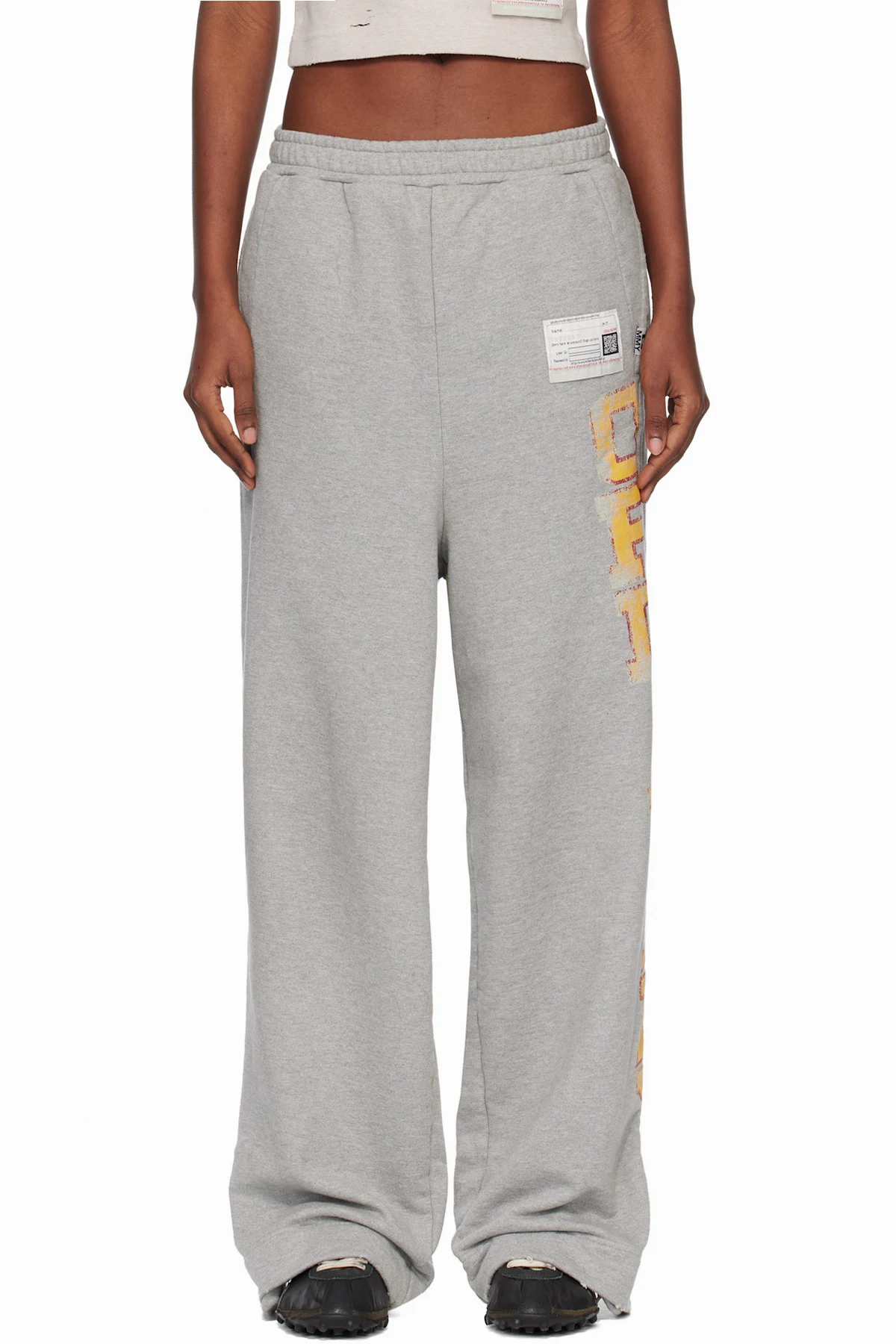 Gray College Print Sweatpants