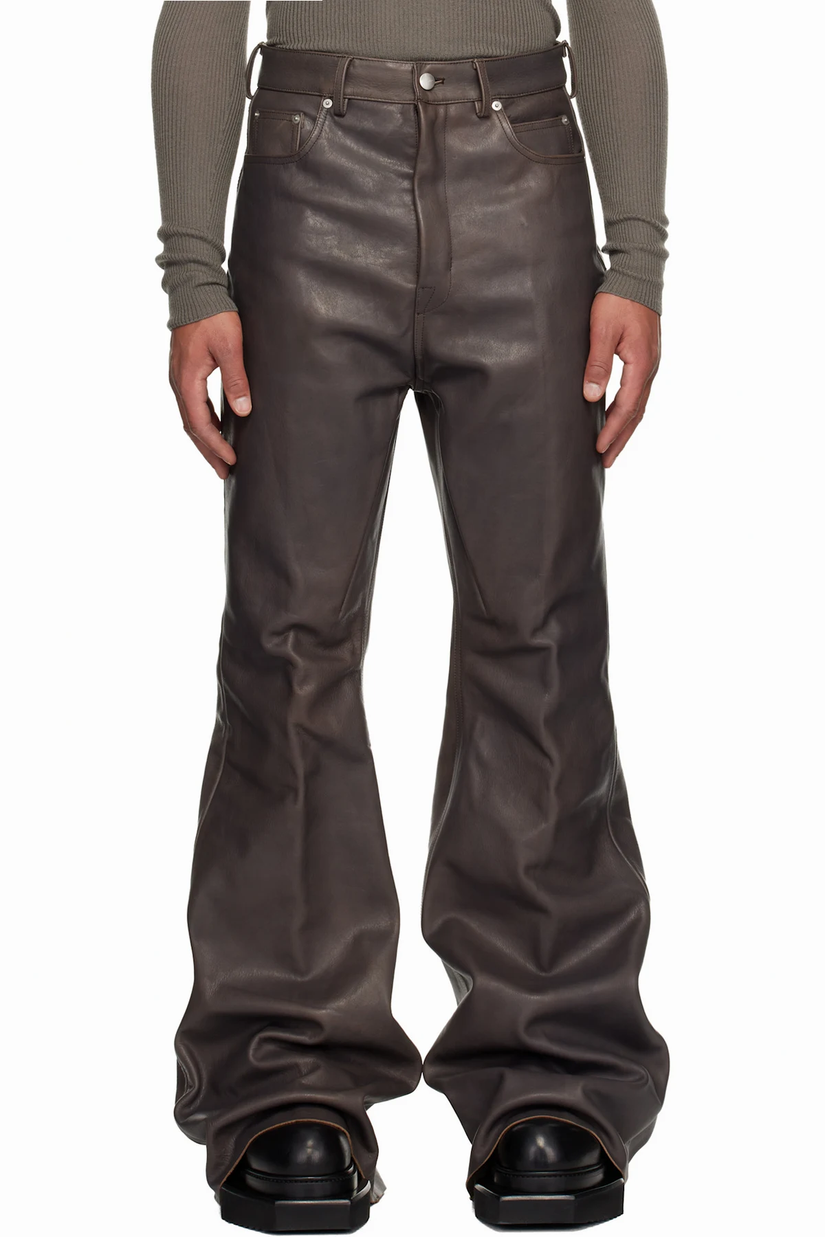 Gray Concordians Runway Bolans Leather Pants