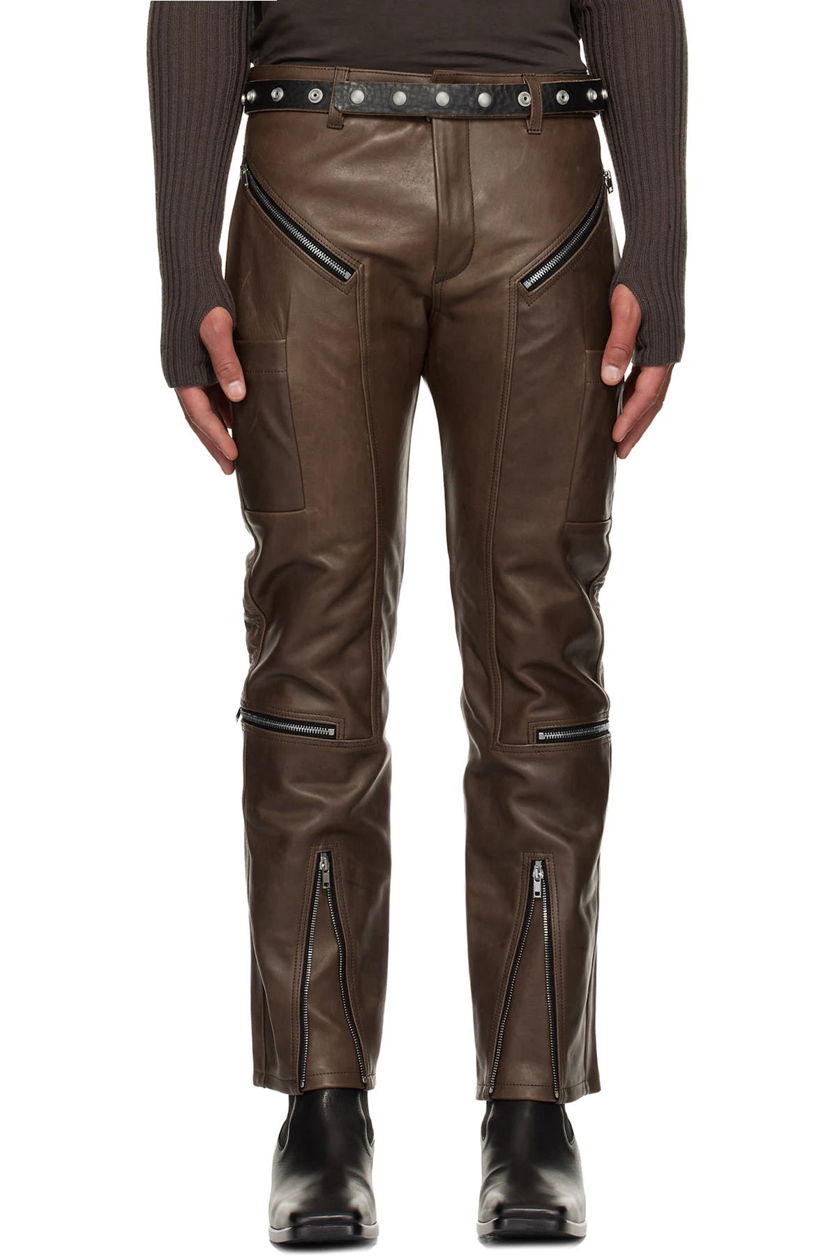 Brown Concordians Headon Leather Pants