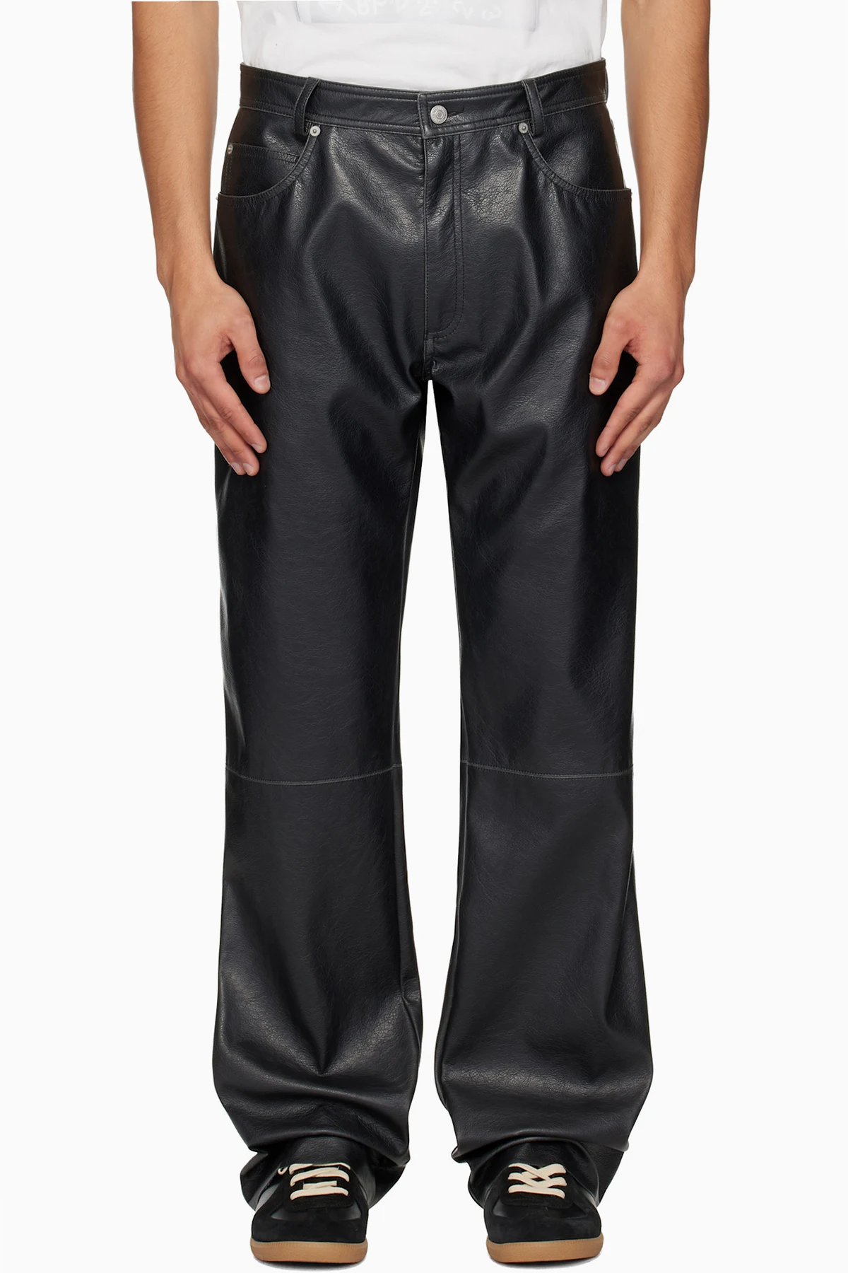Black 5 Pockets Faux-Leather Pants