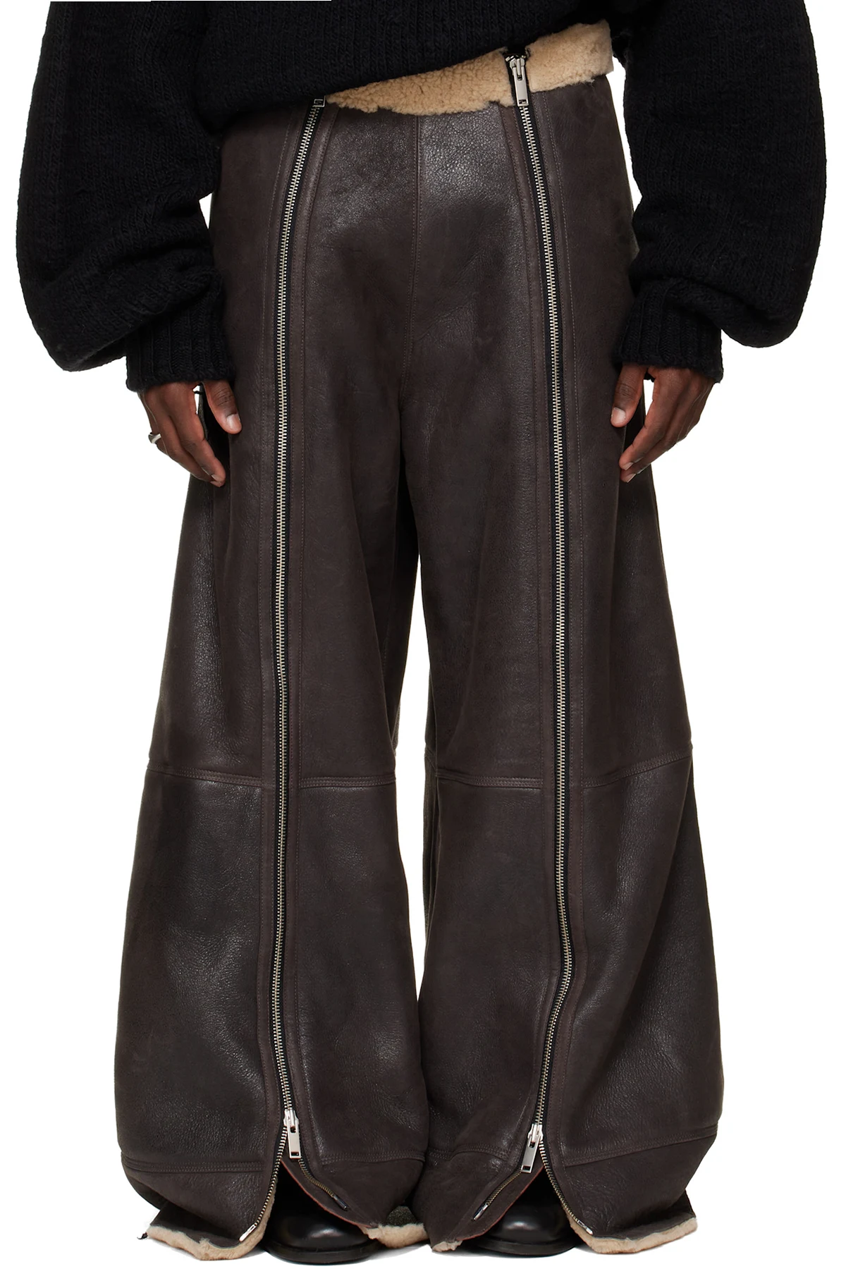 SSENSE Exclusive Brown Shearling Flight Pants