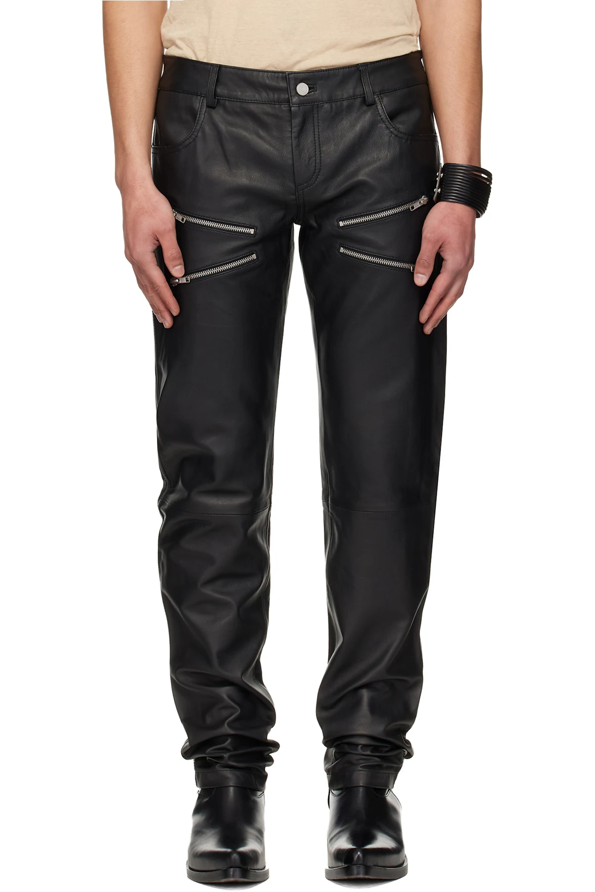 Black Ricki Leather Pants