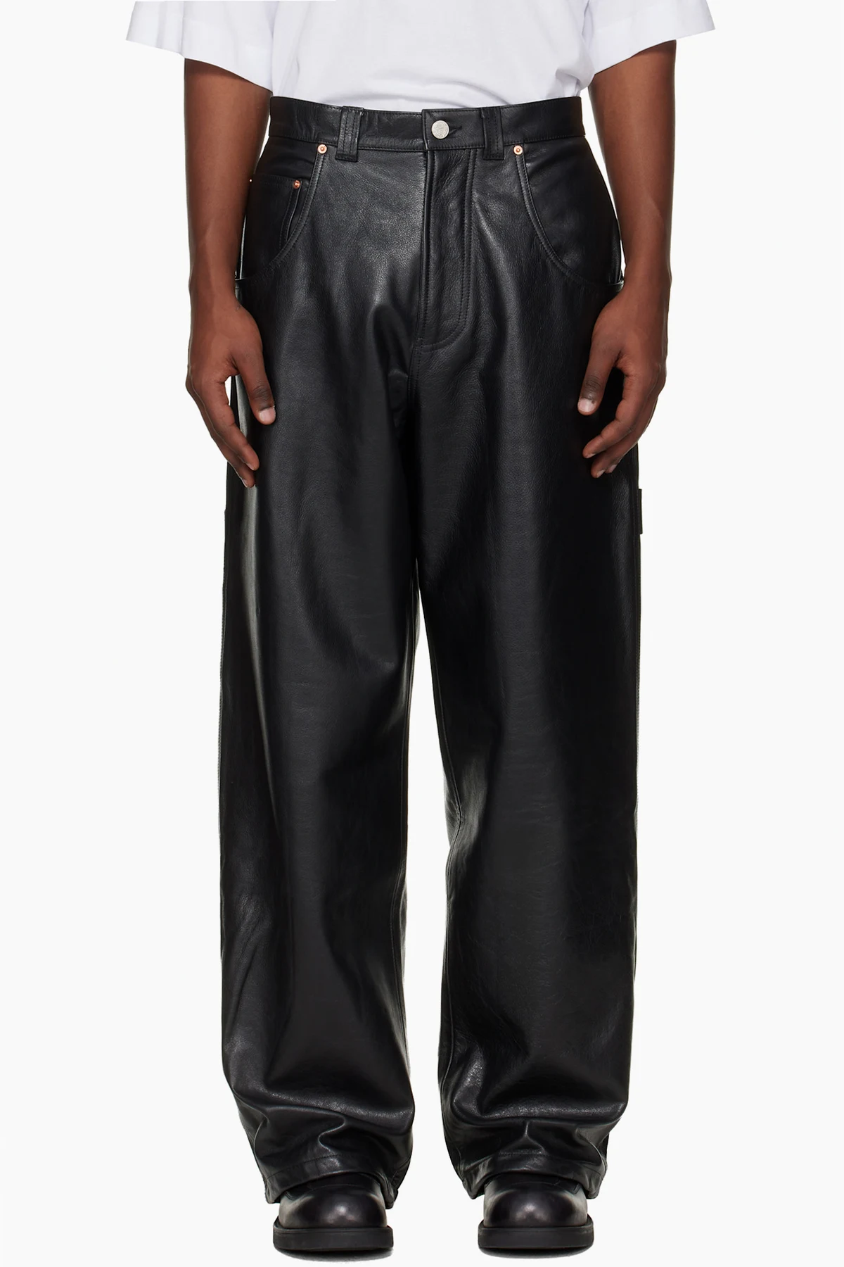Black Hip-Hop Leather Pants