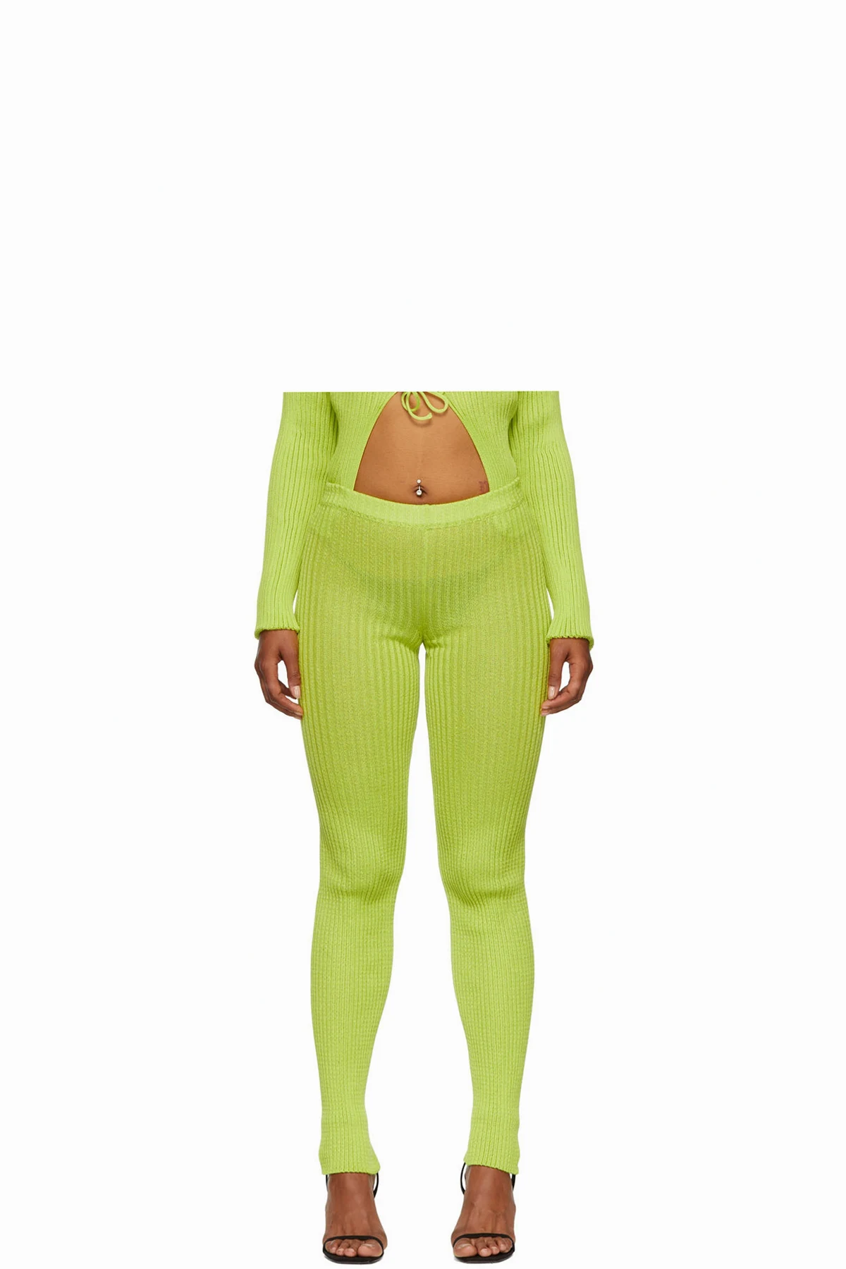 Green Nylon & Cotton Leggings