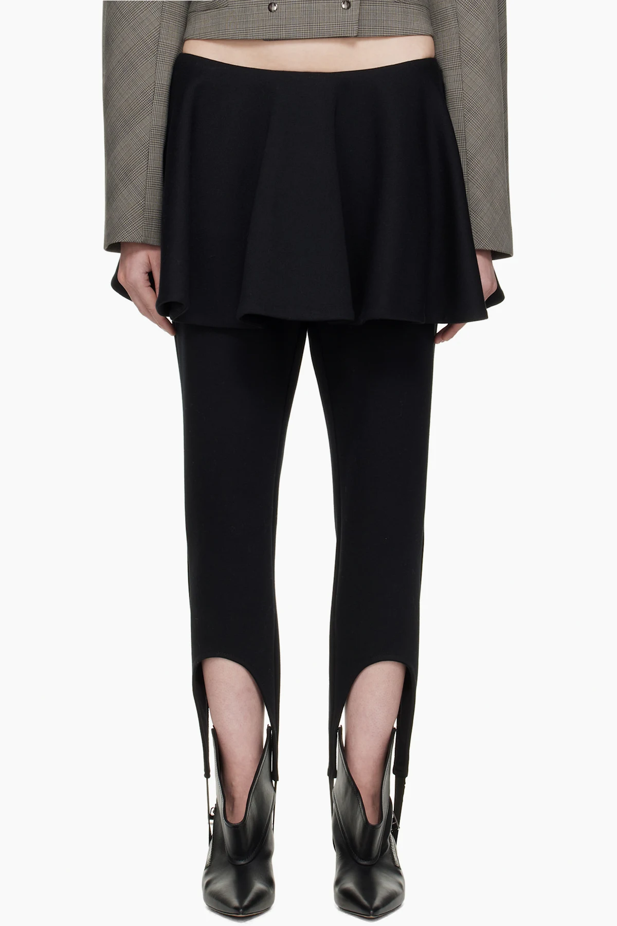 Black Ashlyn Stirrup Skirt Leggings