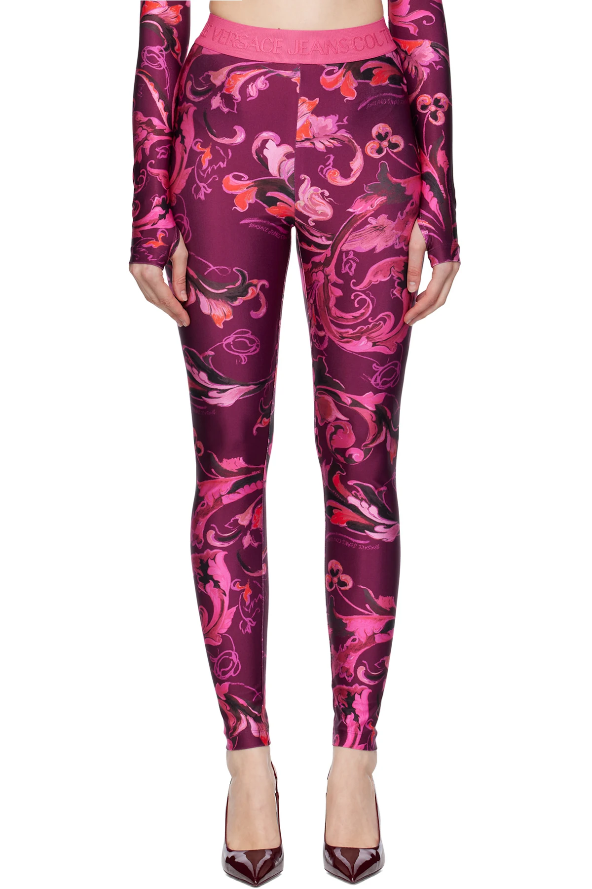 Pink & Purple Lycra Barocco Leggings