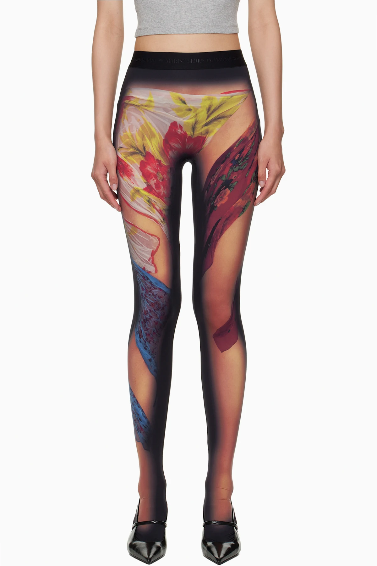 Multicolor Recycled Draped Statue Jersey Leggings