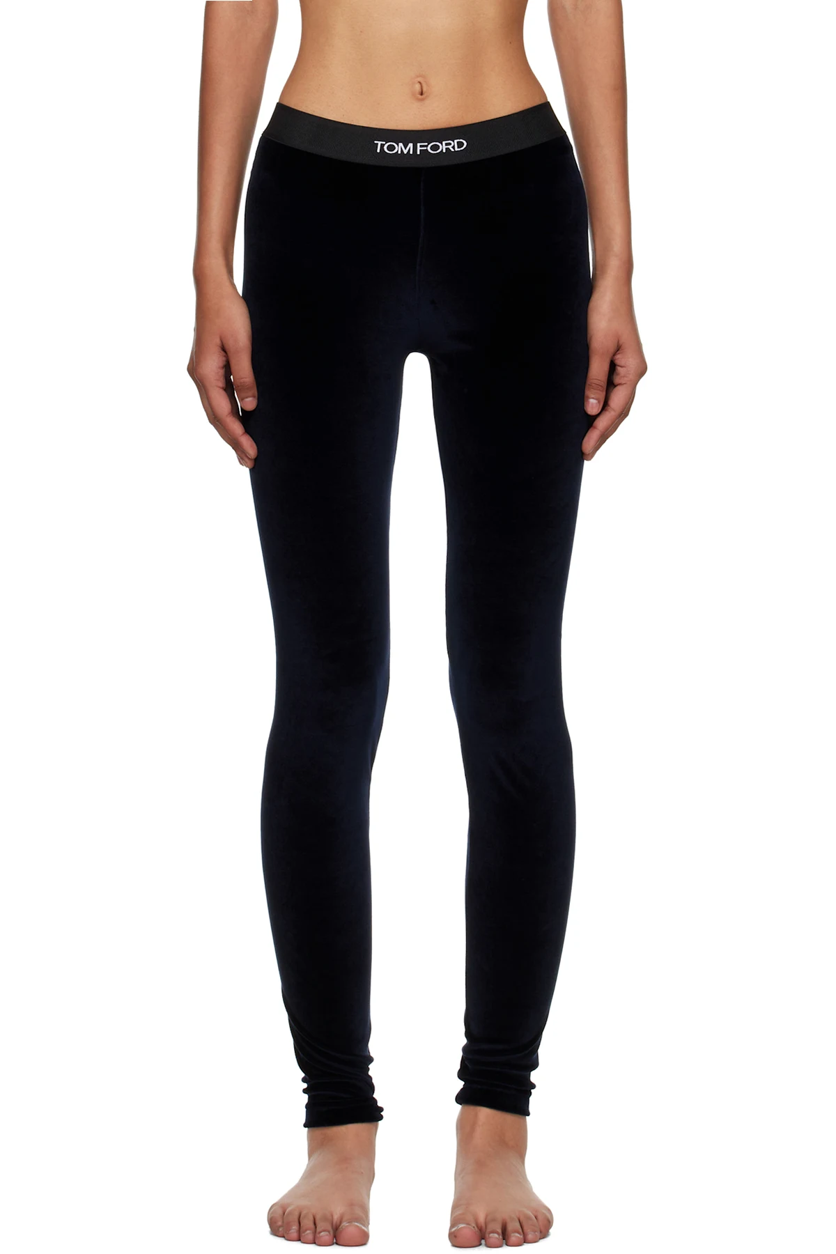 Navy Lustrous Velour Signature Leggings