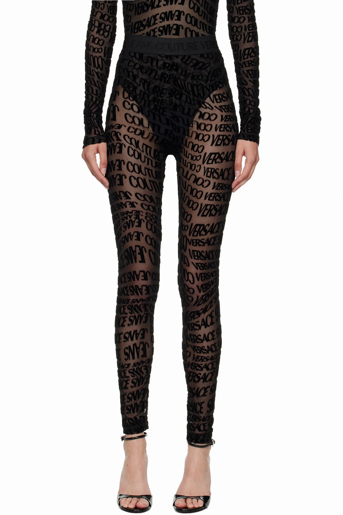Black Tulle Flock Liquify Leggings
