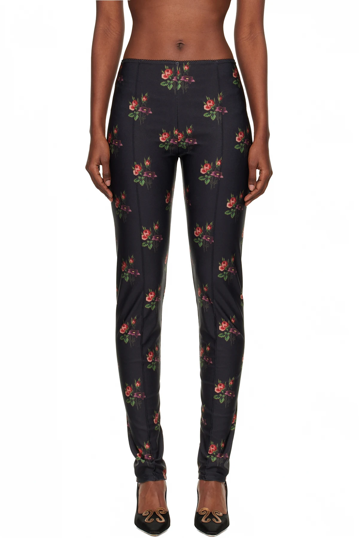 Black Floral Jersey Leggings