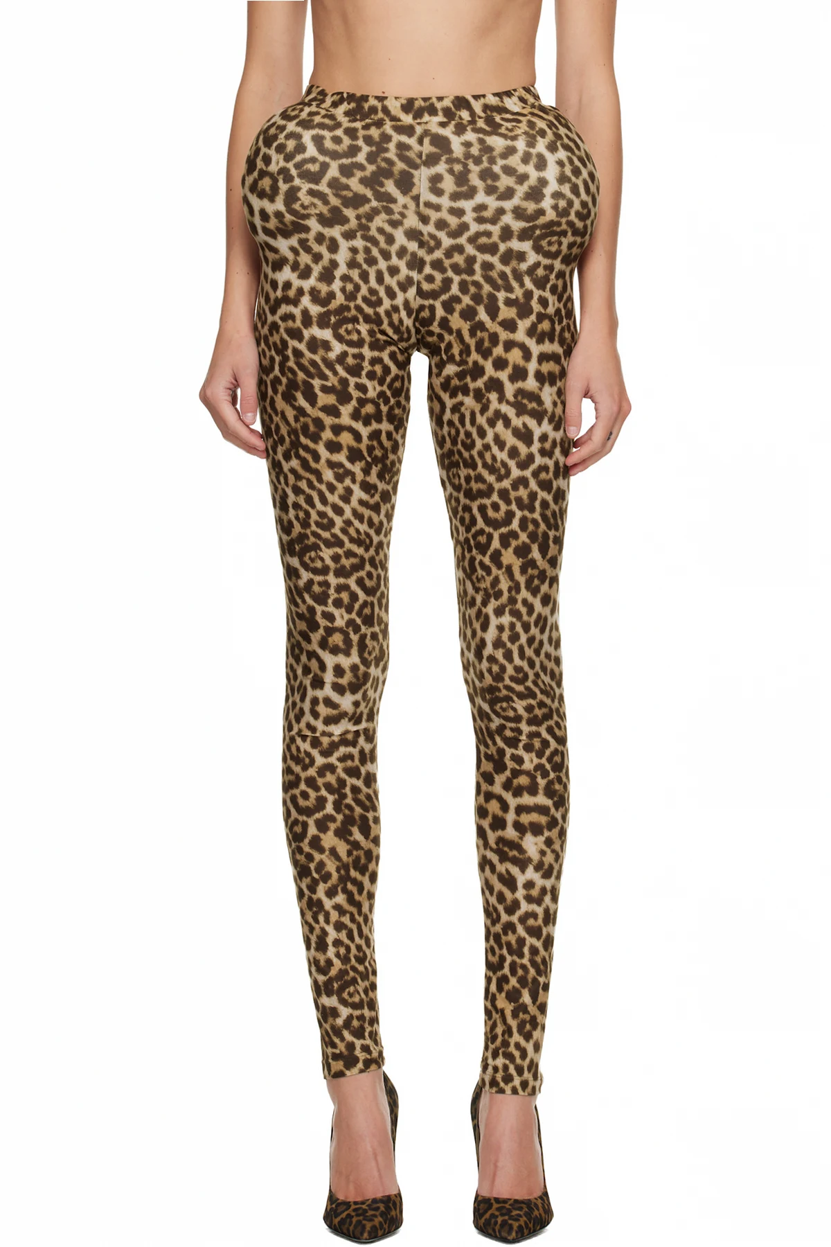 Beige Padded Jersey Leggings