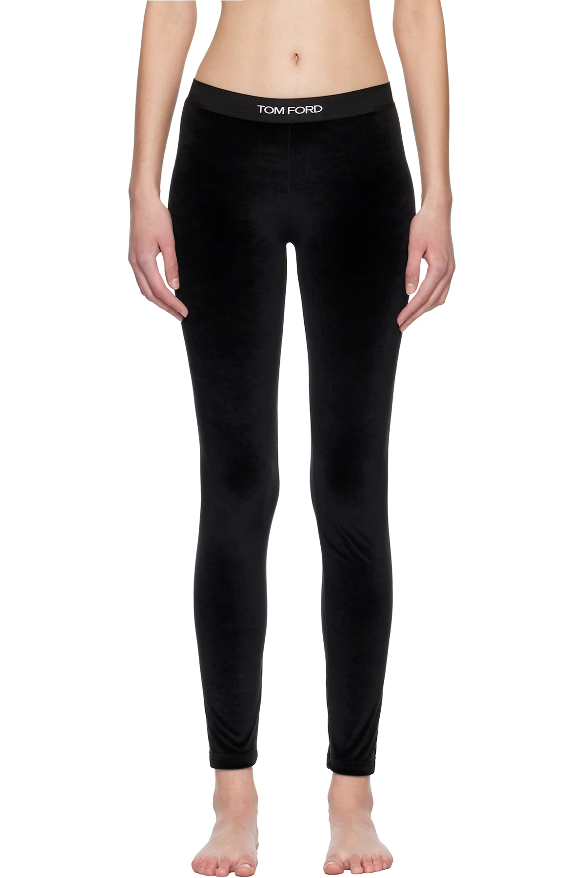Black Stretch Lustrous Velour Signature Leggings